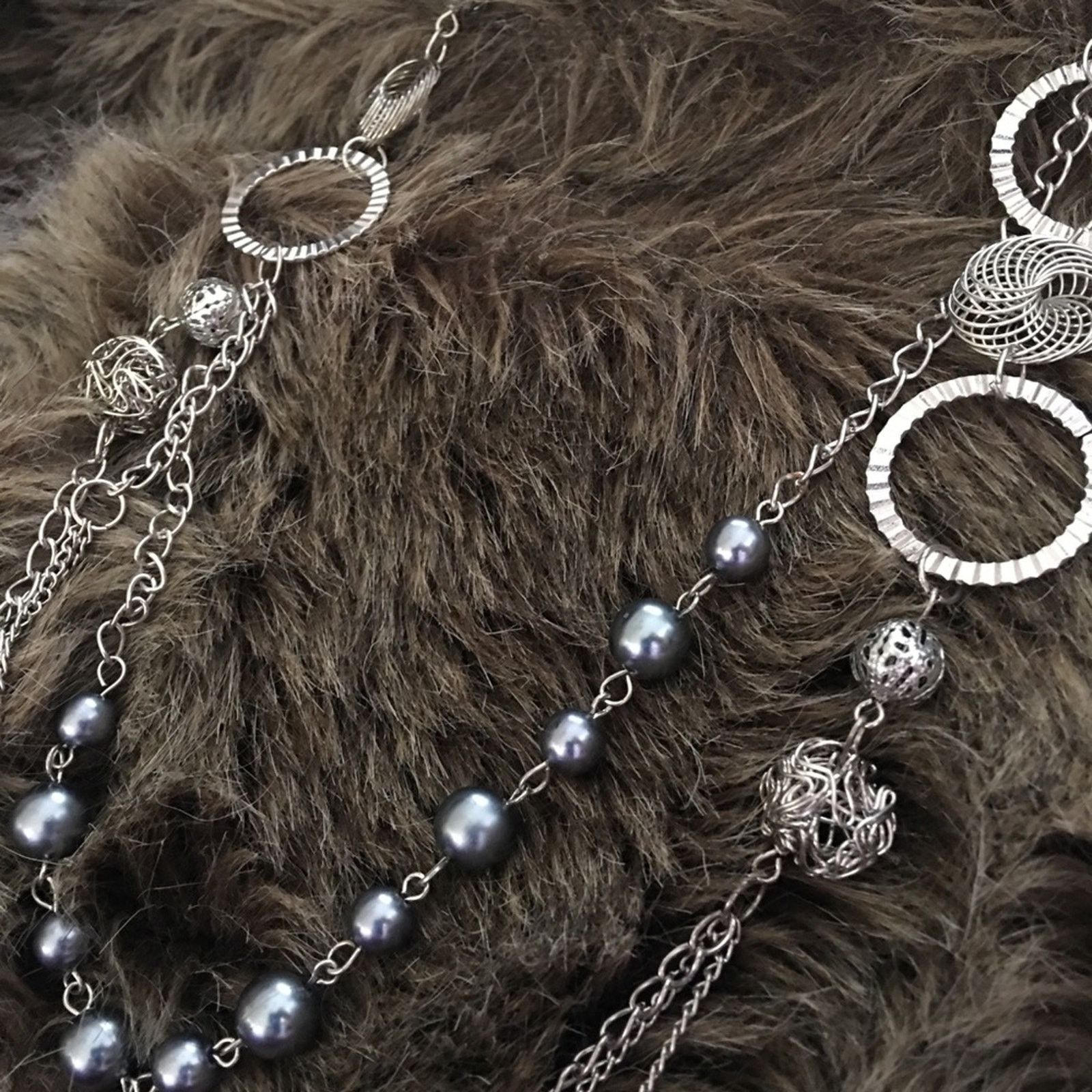 Jewelry Silver tone tiered gray pearl bead long necklace Size ONE SIZE - 6 Thumbnail