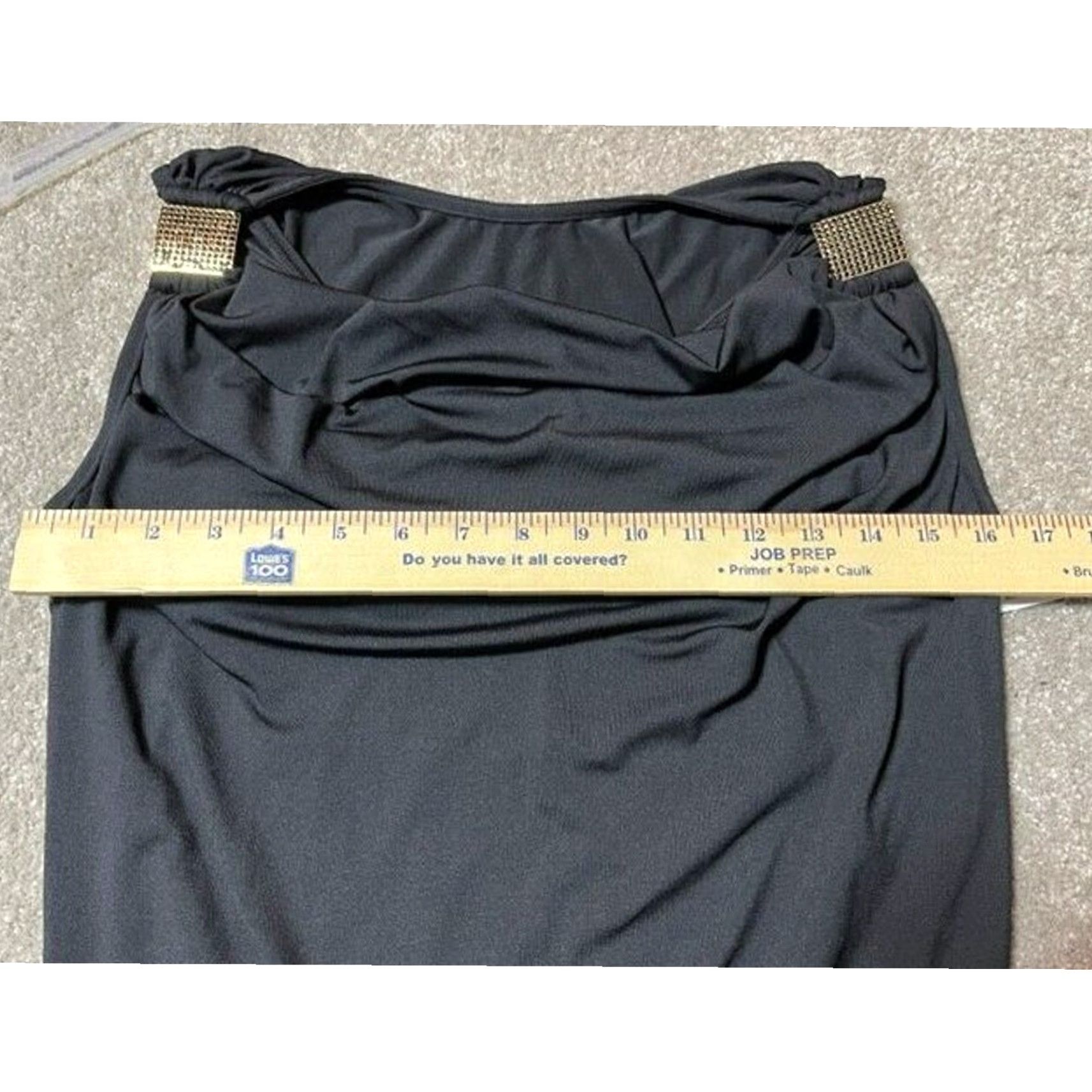 Vintage Carmen Marc Valvo Tankini Top S Black Nylon Spandex Built-In Bra Draped Glam Resort Chic Rhinestones Designer Womens Size S / US 4 / IT 40 - 4 Thumbnail