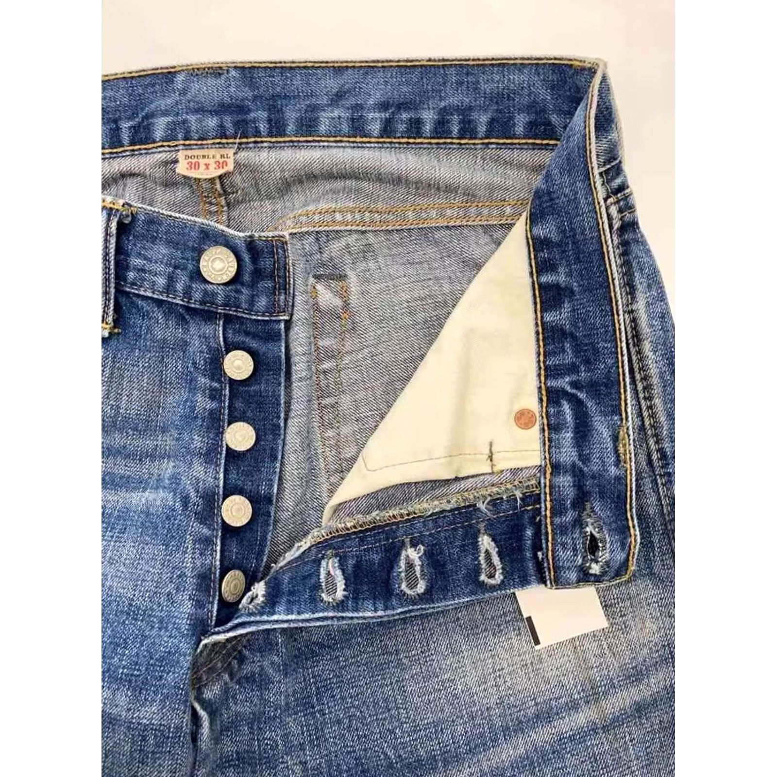 Ralph Lauren RRL Ralph Lauren Jeans Straight 30x30 Leather Logo Patch Denim Used Men Size US 30 / EU 46 - 3 Thumbnail