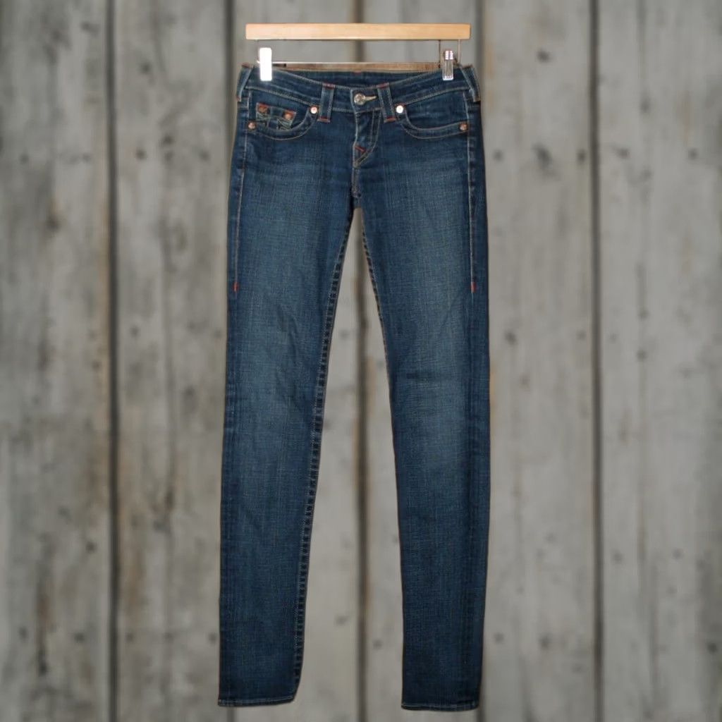 True Religion TRUE RELIGION Stella Blue Stretch Denim Skinny Jeans Sz. 26 Womens Jeans 28x35 Slim Skinny Rise 7" Inseam 35" Denim 99% Cotton 1% Elastin Size 26" / US 2 / IT 38 - 1 Thumbnail