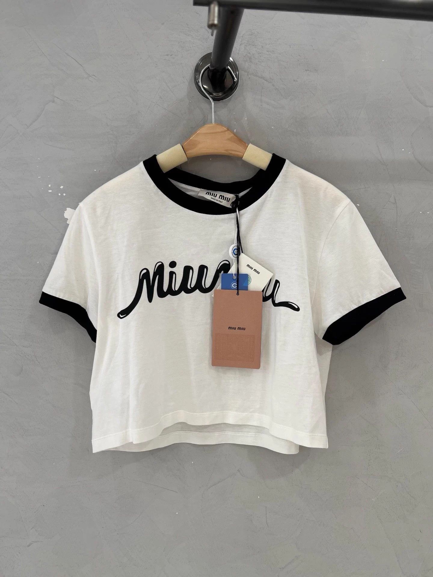 Miu Miu MIU MIU 24 H Letter Logo Horizontal Short Sleeve Crop L Size L / US 10 / IT 46 - 1 Thumbnail