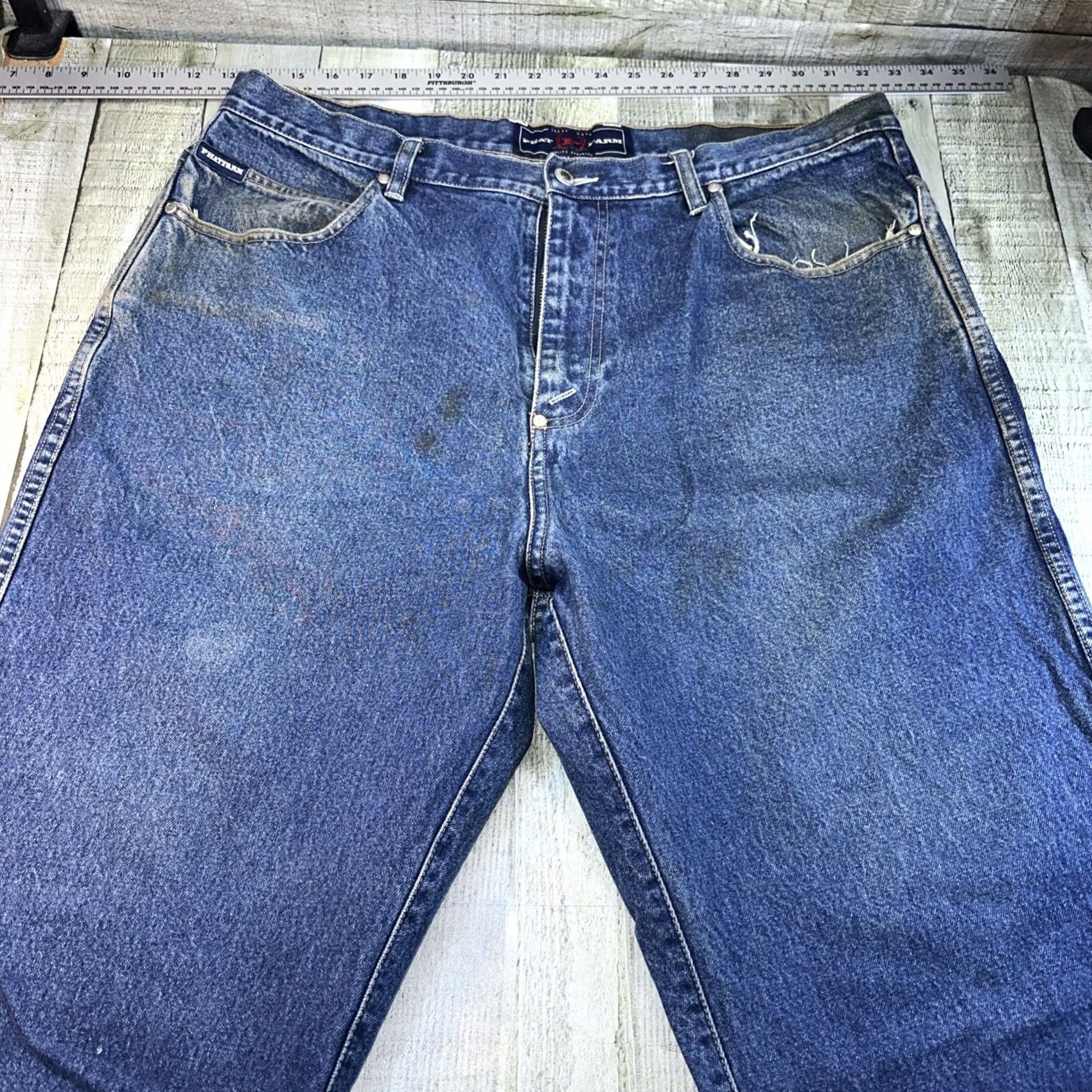 Phat Farm VINTAGE Phat Farm Jeans 38X33 Mens Denim Wide-Leg Baggy 90s Blue Dark Wash Jeans Retro Hip Hop Streetwear Urban Logo Size US 38 / EU 54 - 2 Thumbnail