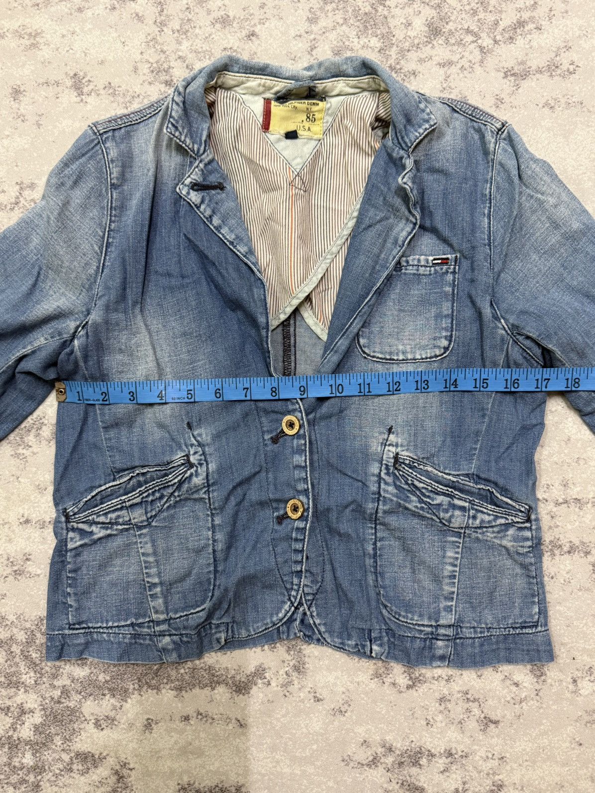 Tommy Hilfiger Tommy Hilfiger light wash denim blazer jacket patch pocket Size XS / US 0-2 / IT 36-38 - 17 Thumbnail