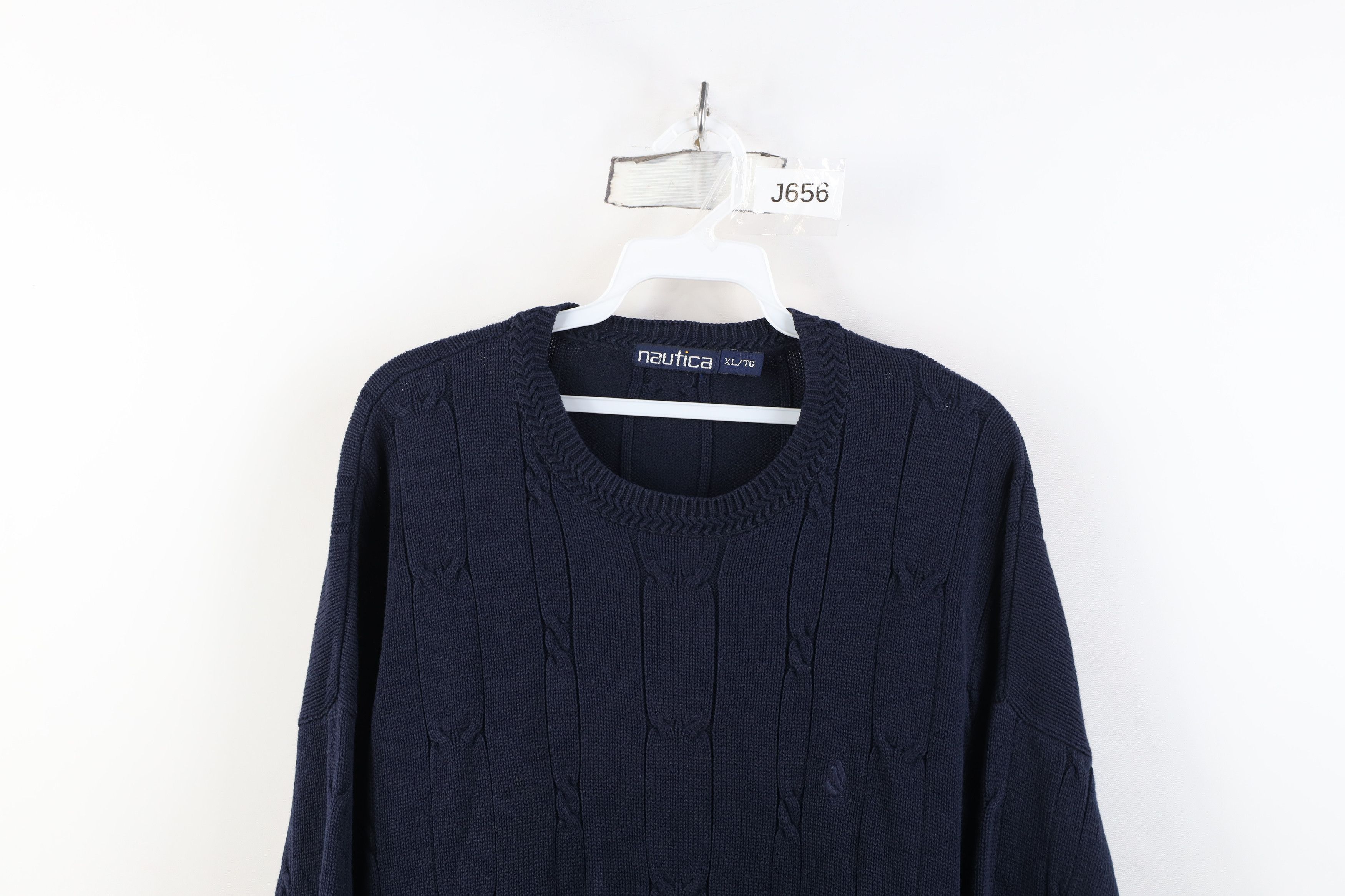 Nautica Vintage 90s Nautica Sailboat Cotton Cable Knit Sweater Blue Size US XL / EU 56 / 4 - 2 Thumbnail