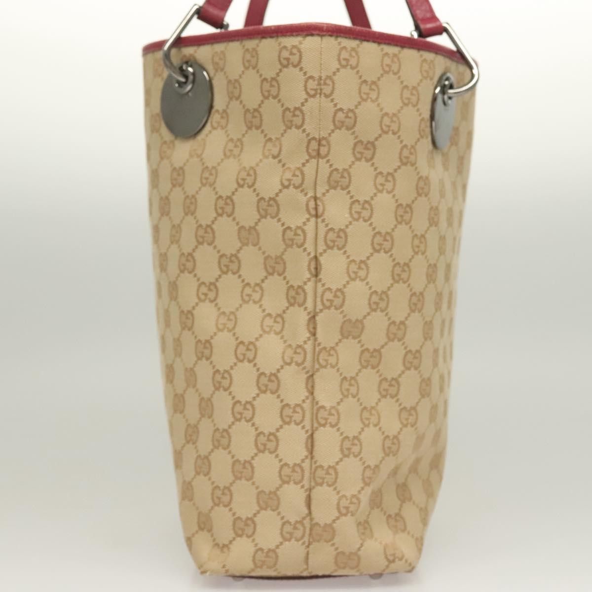Gucci GUCCI GG Canvas Tote Bag Beige Silver Size ONE SIZE - 4 Thumbnail