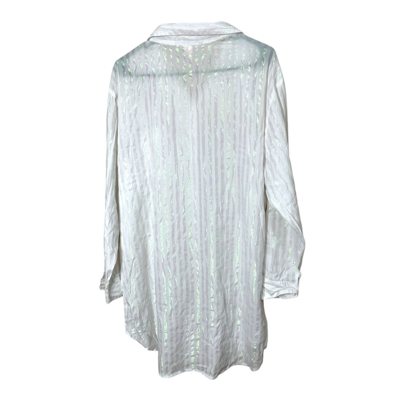 Victoria's Secret Victoria's Secret White Long Sleeve Button Up Sleep Shirt Sh Size XL / US 12-14 / IT 48-50 - 7 Thumbnail