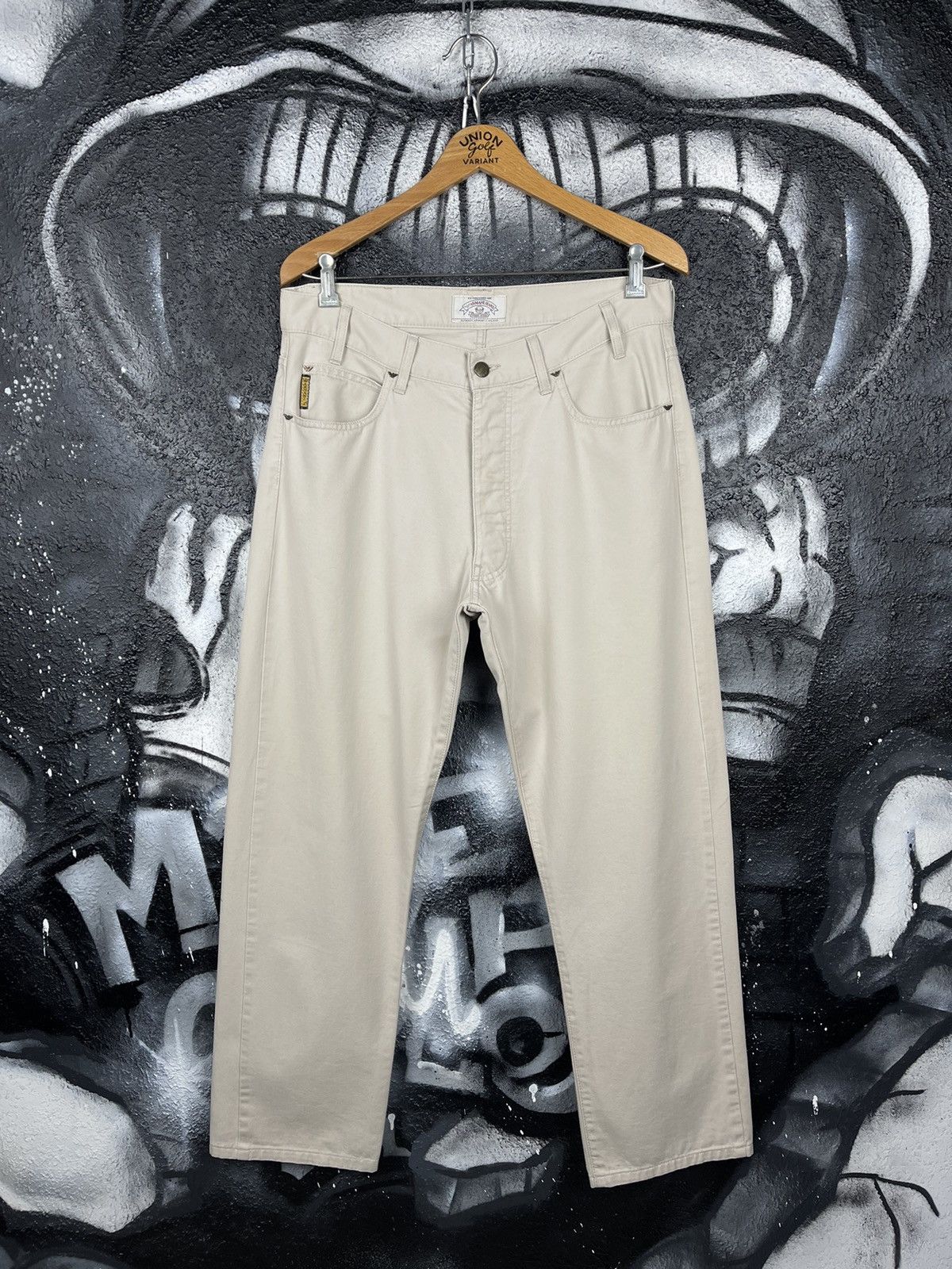 Armani Armani Jeans Vintage 90s Italian Beige Cotton Jeans Size 33 Size US 33 - 4 Thumbnail