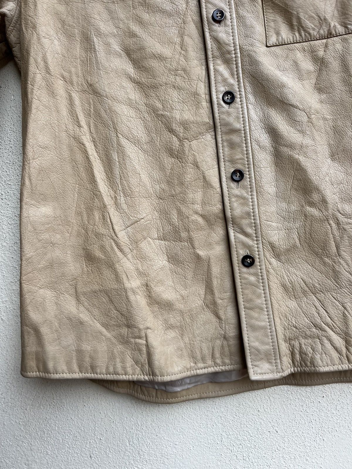 Leather Vintage Kazutaka Kato KAKA Fade Patina Cowhide Leather Shirt Size US M / EU 48-50 / 2 - 8 Thumbnail