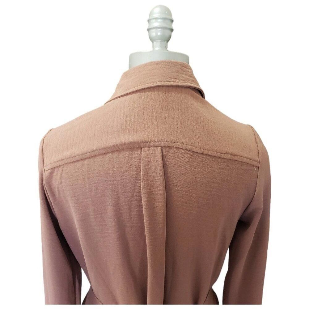Designer CT226 Spins Button Front Brown Tunic with Sash and Pockets S Size S / US 4 / IT 40 - 4 Thumbnail