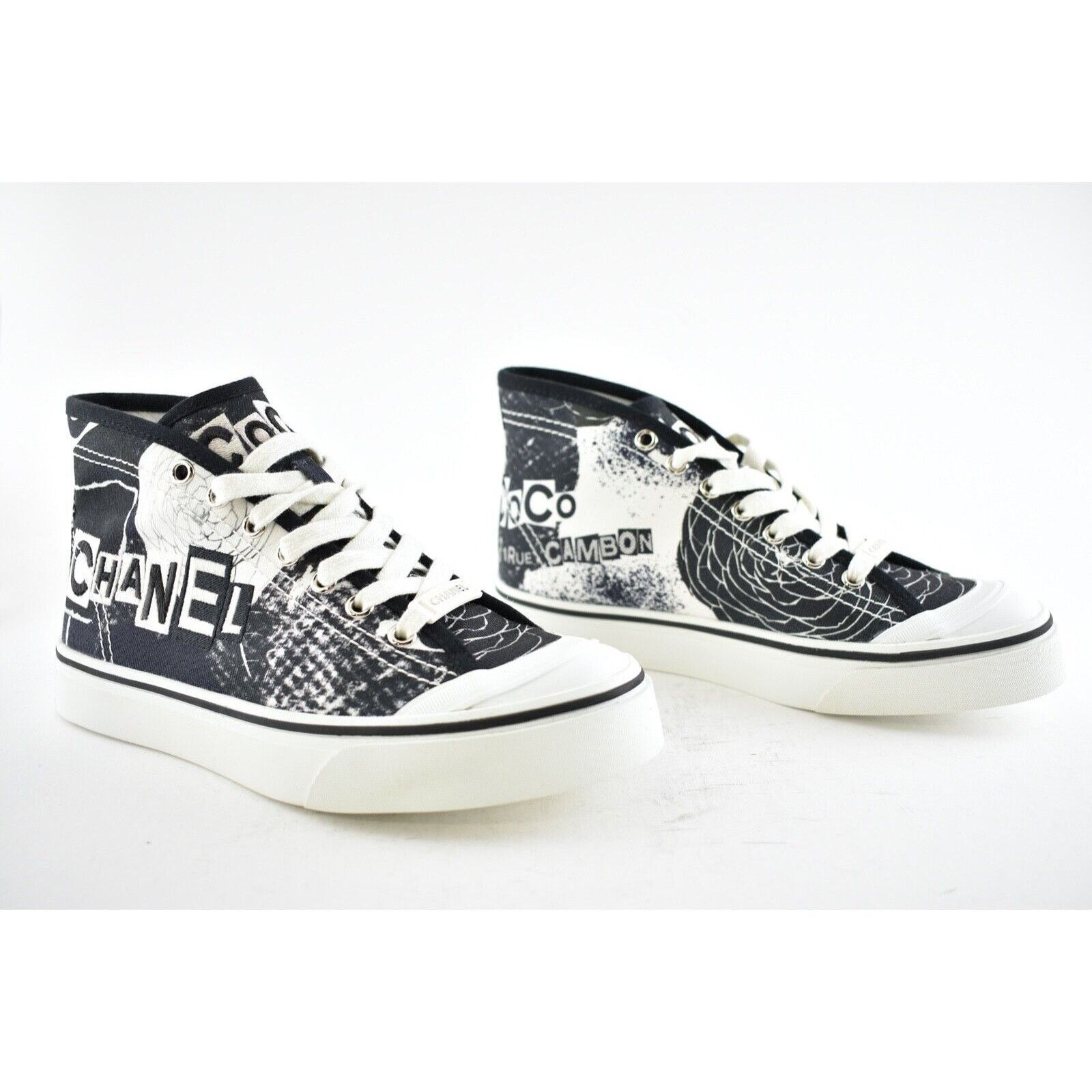 Chanel 20P Fabric CC Logo Flat High Top Runner Trainer Sneaker 37 Size US 7 / IT 37 - 4 Thumbnail
