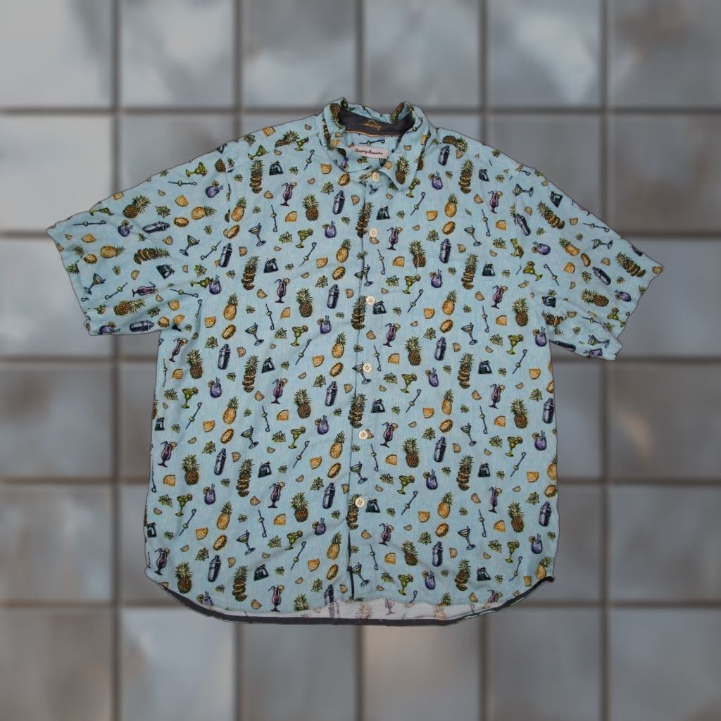 Tommy Bahama Tommy Bahama Shirt Mens XL Blue Pineapple Cocktail Print Button-Up Hawaiian Tropical Size US XL / EU 56 / 4 - 1 Thumbnail