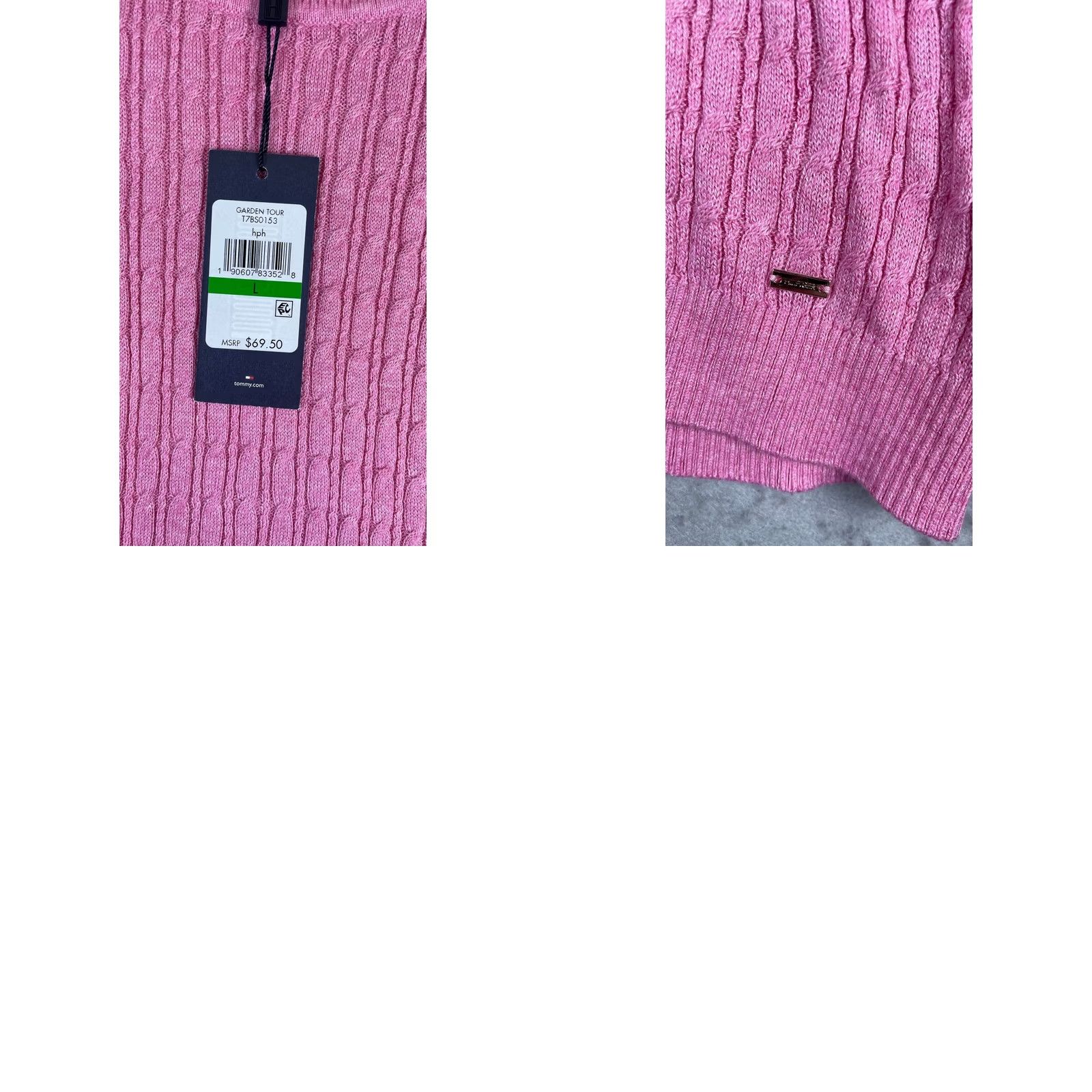 Tommy Hilfiger Tommy Hilfiger Sweater Womens Large Pink Button Cable Knit Casual T7BS0153 Size L / US 10 / IT 46 - 8 Thumbnail