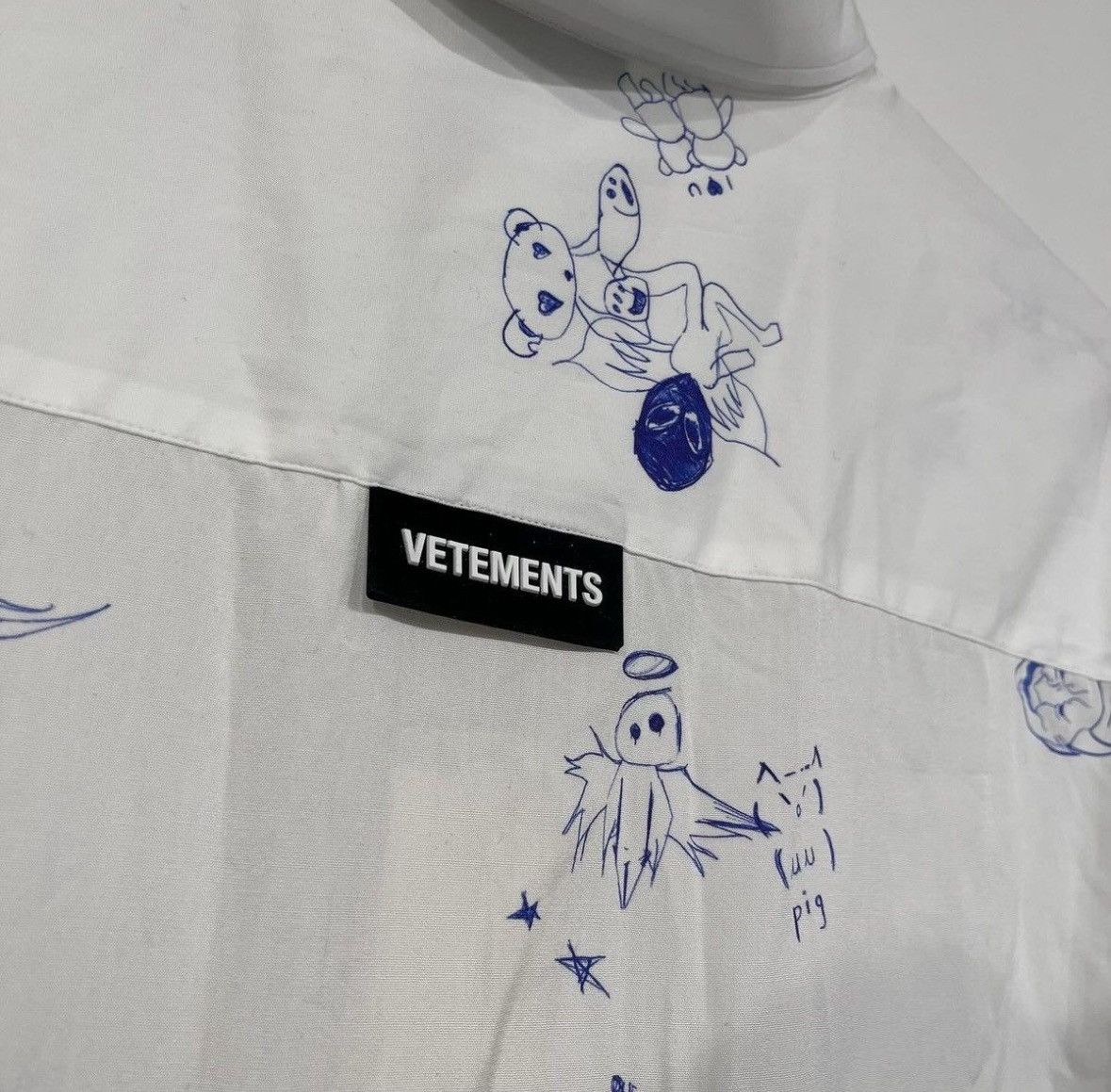 Vetements WHITE SCRIBBLED SHIRT Size US M / EU 48-50 / 2 - 3 Thumbnail