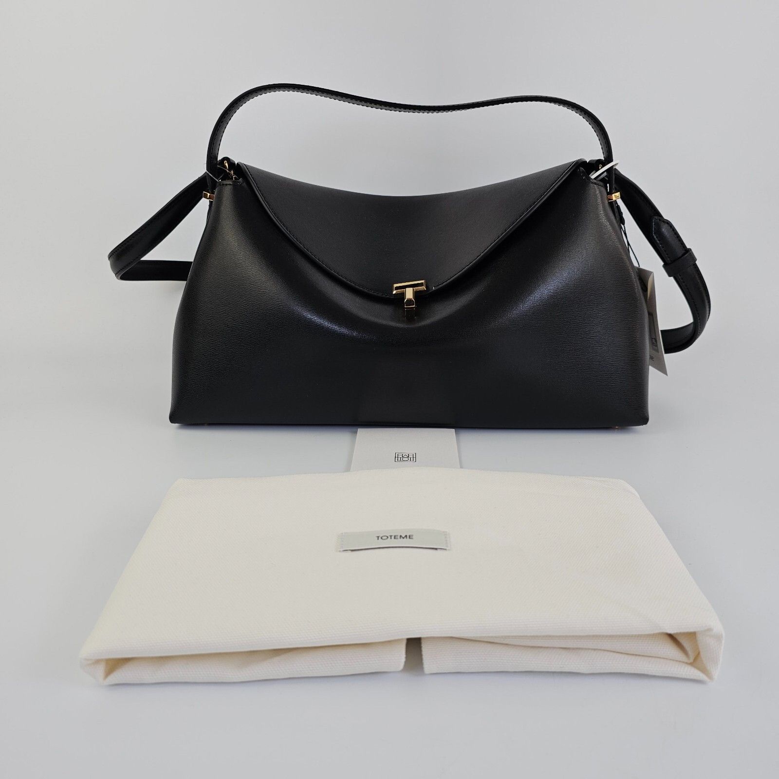 Toteme TOTEME T-Lock Black/Gold Leather Top Handle Bag New Size ONE SIZE - 2 Thumbnail