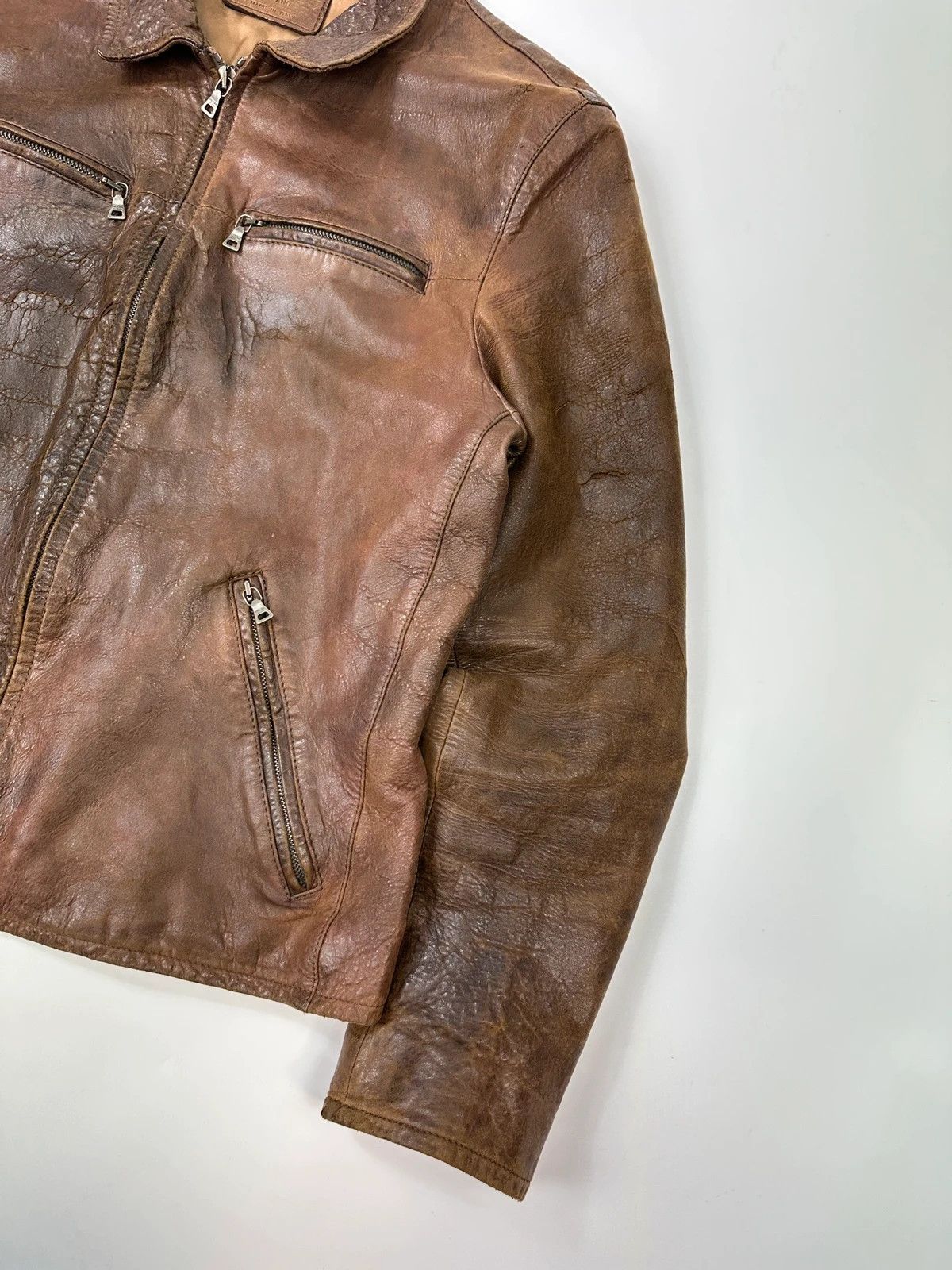 Prada Prada Milano FW07 Brown Eroded Leather Jacket Size US M / EU 48-50 / 2 - 5 Thumbnail