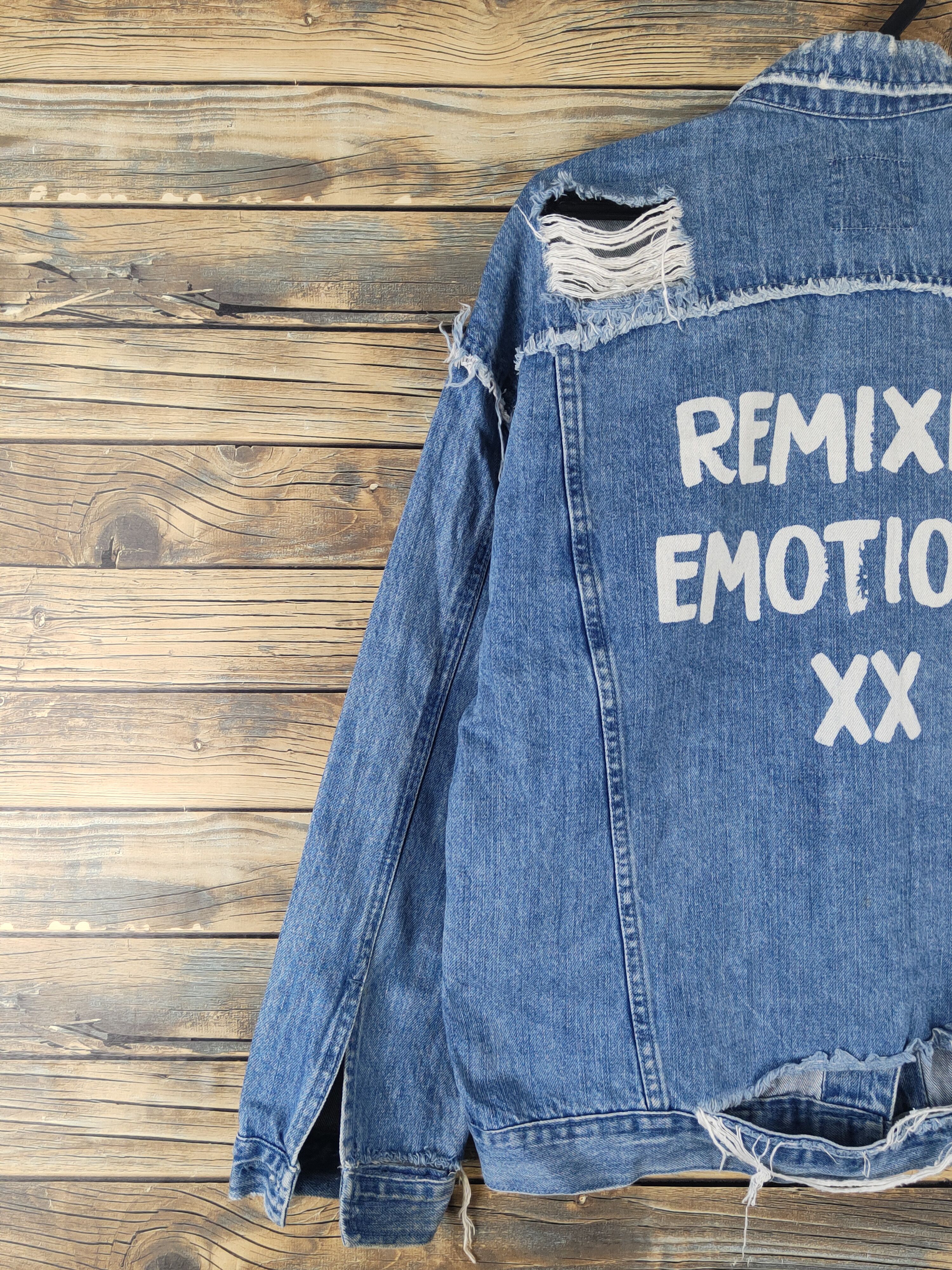 Bershka Bershka Blue Distressed Ripped Denim Jackets #W1756 Size XS / US 0-2 / IT 36-38 - 3 Thumbnail