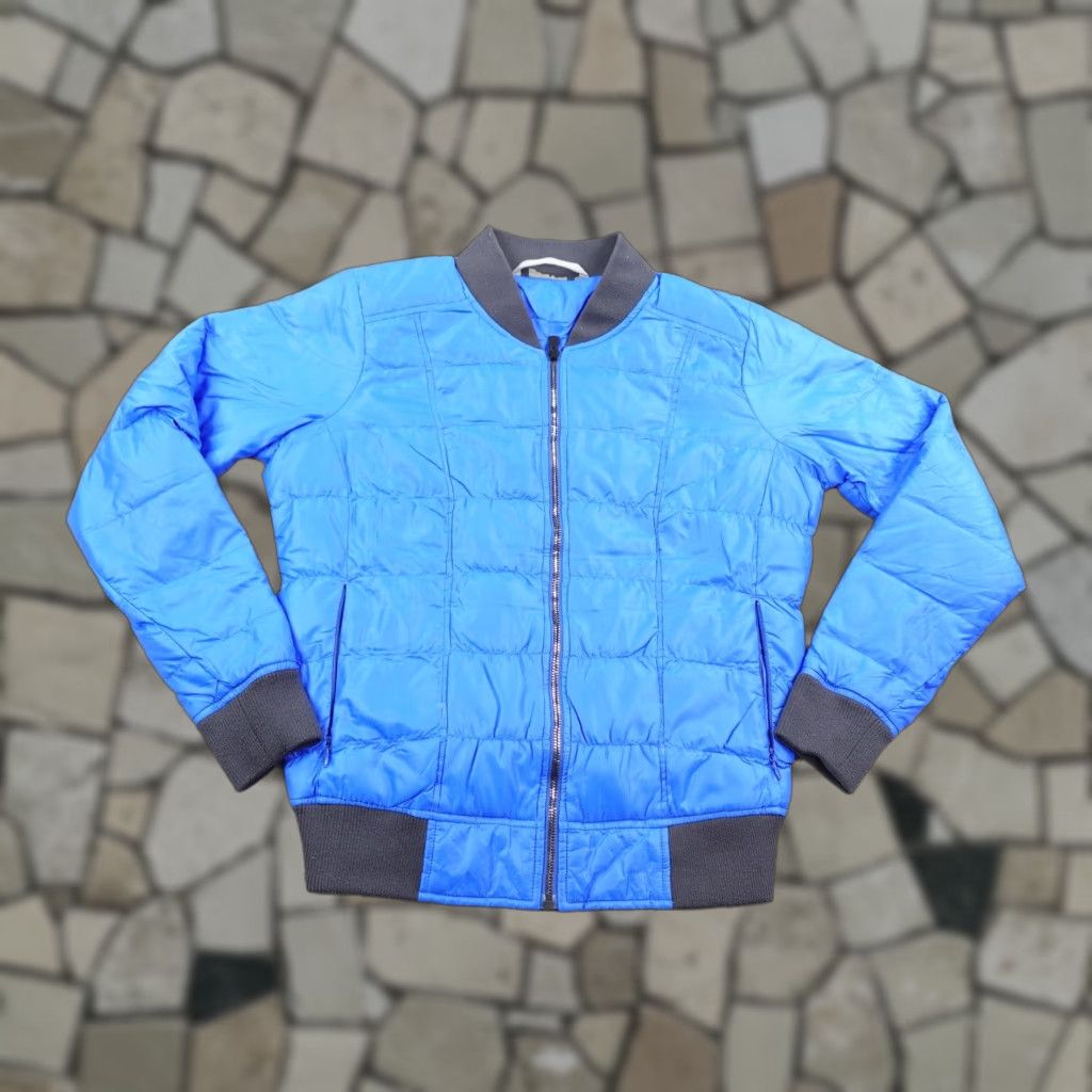 Athleta Athleta Jacket Womens Medium Blue Dobby Goose Down Puffer Quilted Bomber Coat Size M / US 6-8 / IT 42-44 - 1 Thumbnail