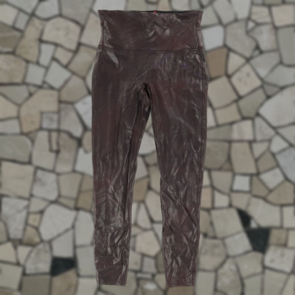 Spanx Spanx High Stretch Faux Leather Nylon Leggings Pants Maroon Women's L Size 36" / US 14 / IT 50 - 1 Thumbnail