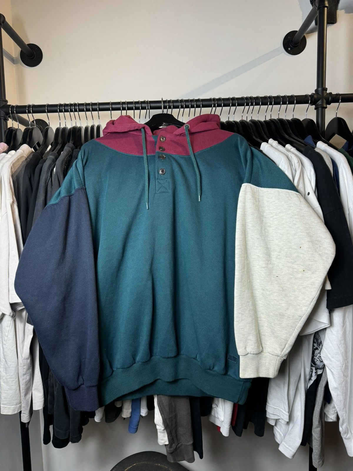 Vintage 80s Christian Dior Hoodie Sweatshirt Colorblock