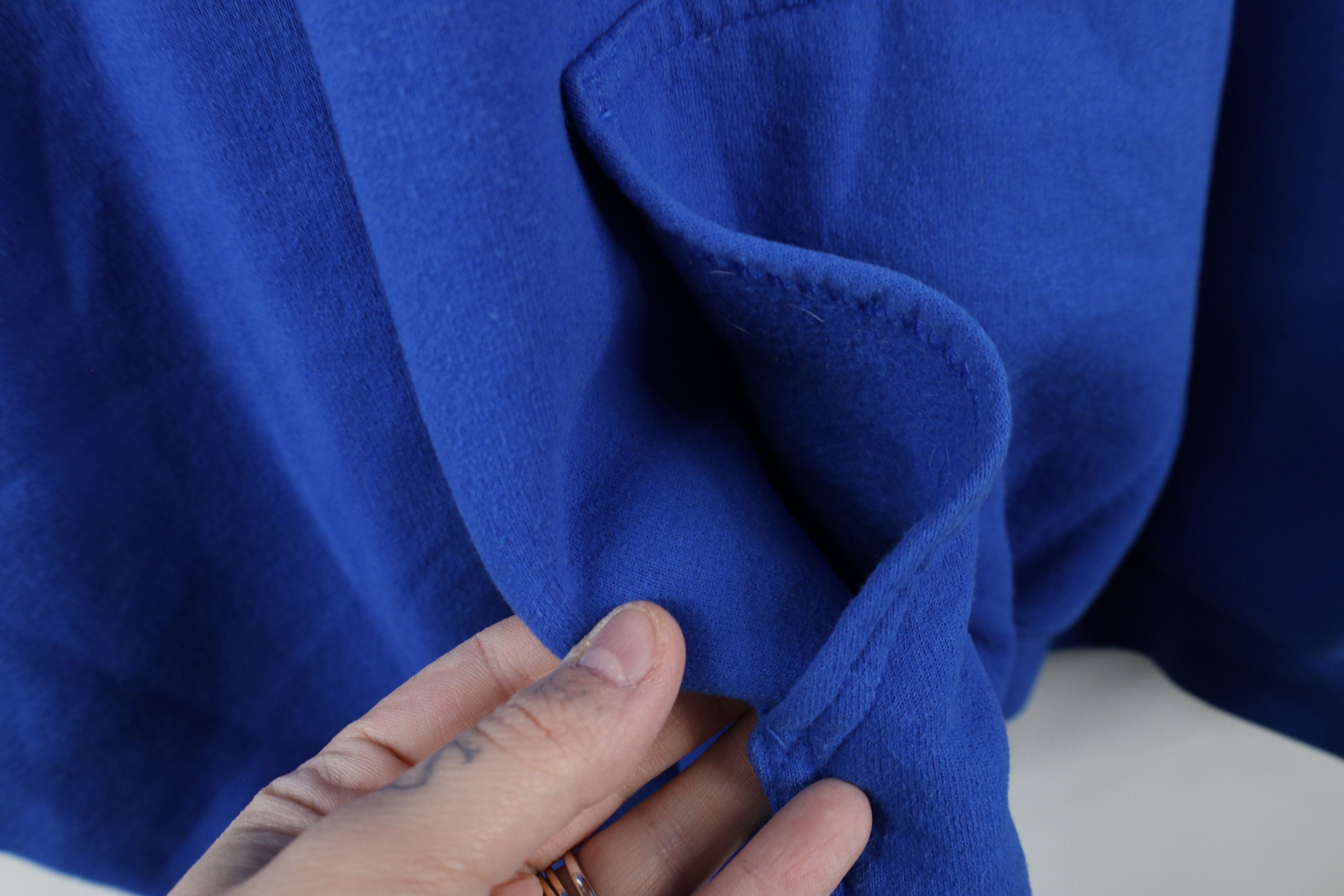 Vintage Vintage 90s Streetwear Blank Hoodie Sweatshirt Royal Blue Size US XXL / EU 58 / 5 - 5 Thumbnail