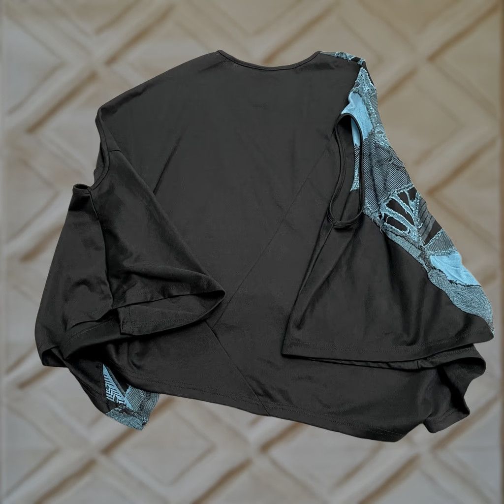 Vintage Kaktus Blouse Shirt Kimono Sleeve Tunic Womens Medium Black Blue Casual Geometric Knit Polyester 3/4 Sleeve Scoop Neck Regular Modern Vintage: No Size M / US 6-8 / IT 42-44 - 1 Thumbnail
