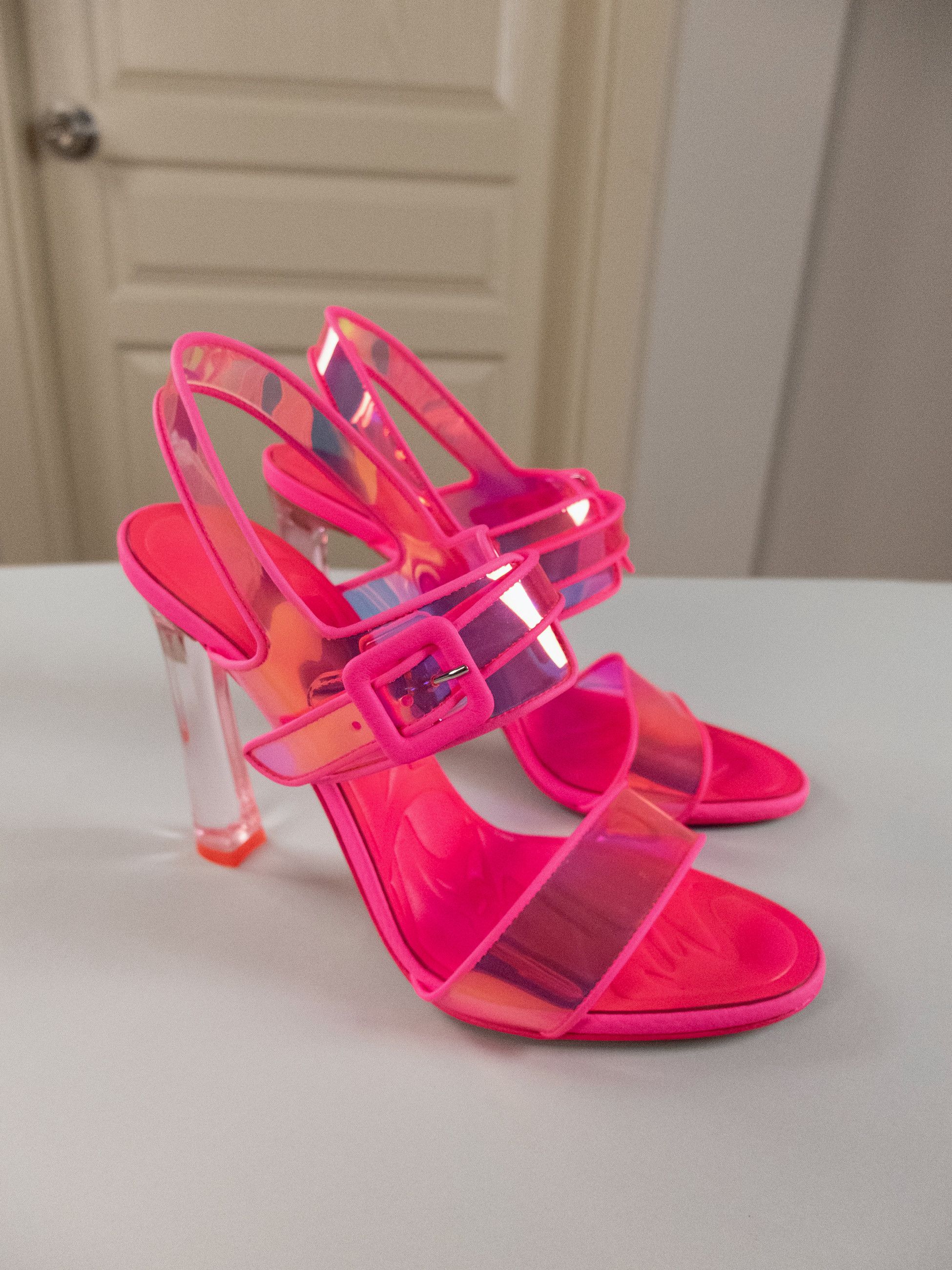 Christian Louboutin CHRISTIAN LOUBOUTIN Duniss 100 pink PVC leather trim sandals Size US 9.5 / IT 39.5 - 7 Thumbnail