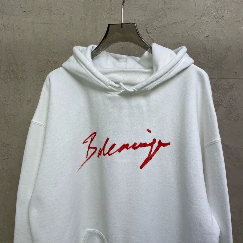 Balenciaga Balenciaga White chest red signature Logo hooded sweater h Size US S / EU 44-46 / 1 - 1 Thumbnail