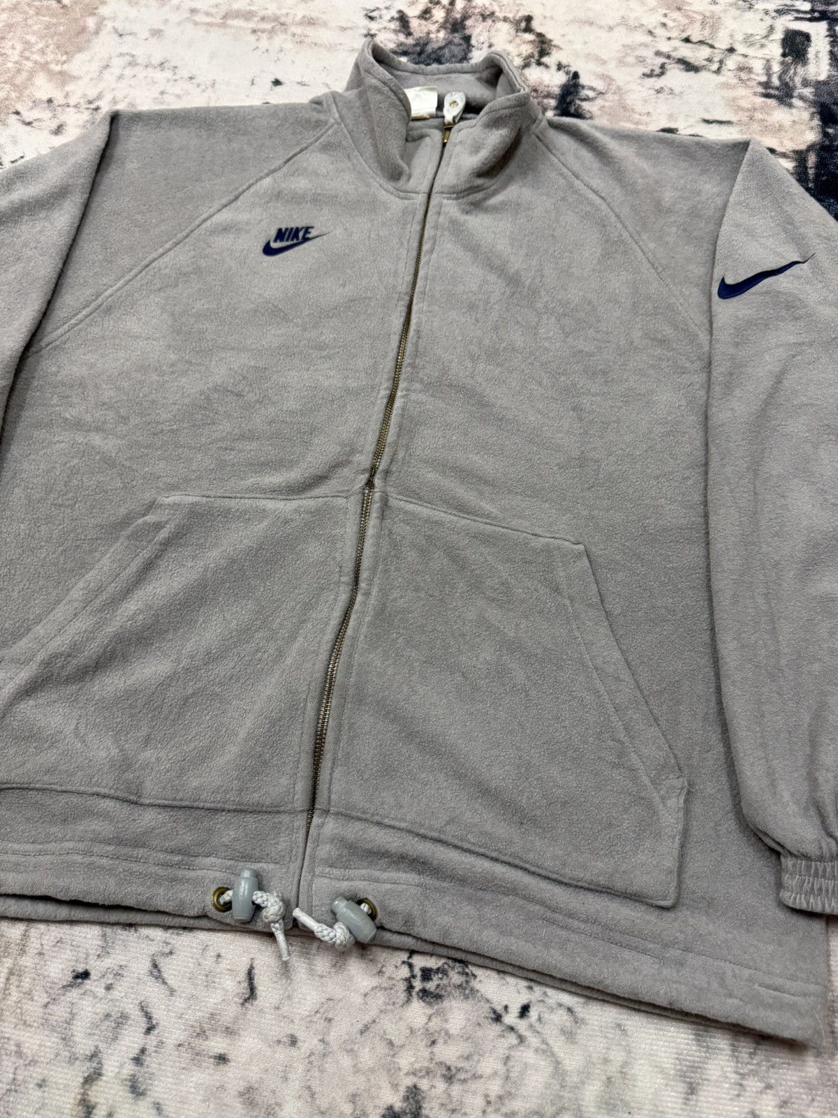 Nike × Vintage Vintage 90s Nike Swoosh Boxy Fleece Zip up Sweater Size US L / EU 52-54 / 3 - 5 Thumbnail