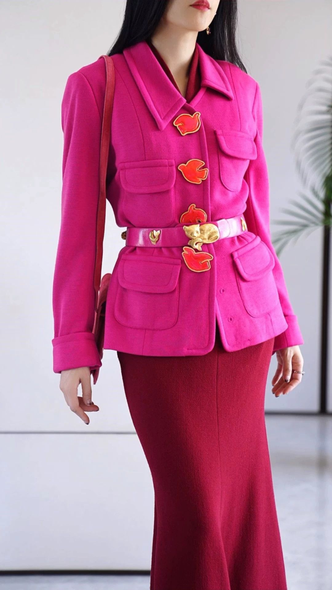 Other Gemma Kahng Vintage Pink Wool Blazer Pigeon Jeweled US10 Size L / US 10 / IT 46 - 1 Thumbnail