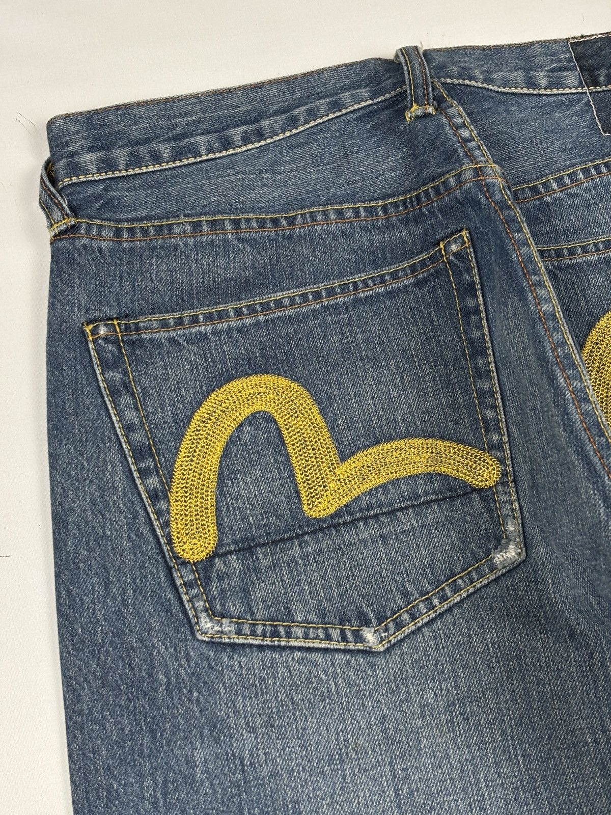 Evisu Embroidered Yellow Seagulls Selvedge Jeans Size US 29 - 3 Thumbnail