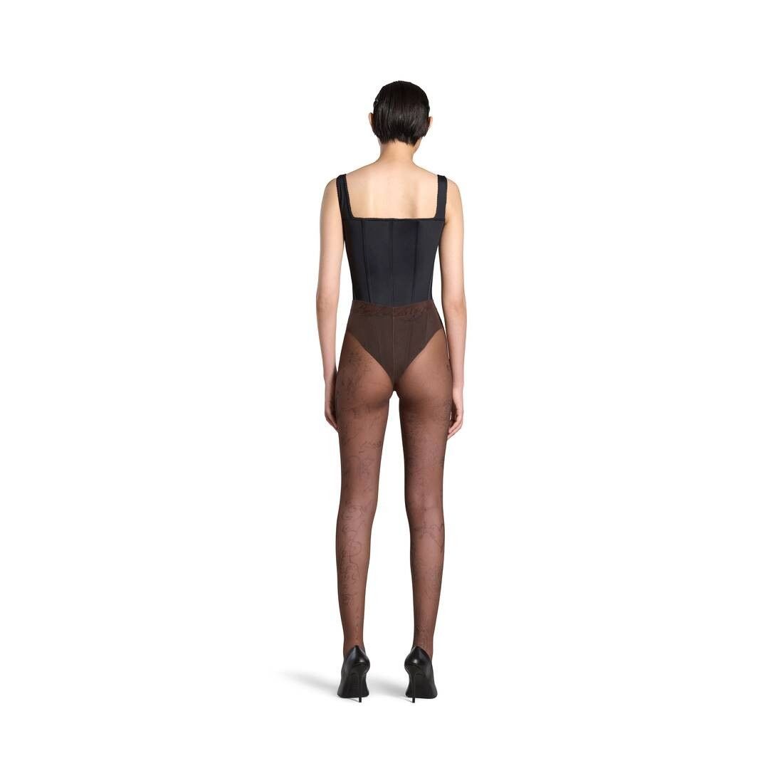 Balenciaga o1tr1nto0825 Tat Tights in Dark Brown Size 27" / US 4 / IT 40 - 4 Thumbnail