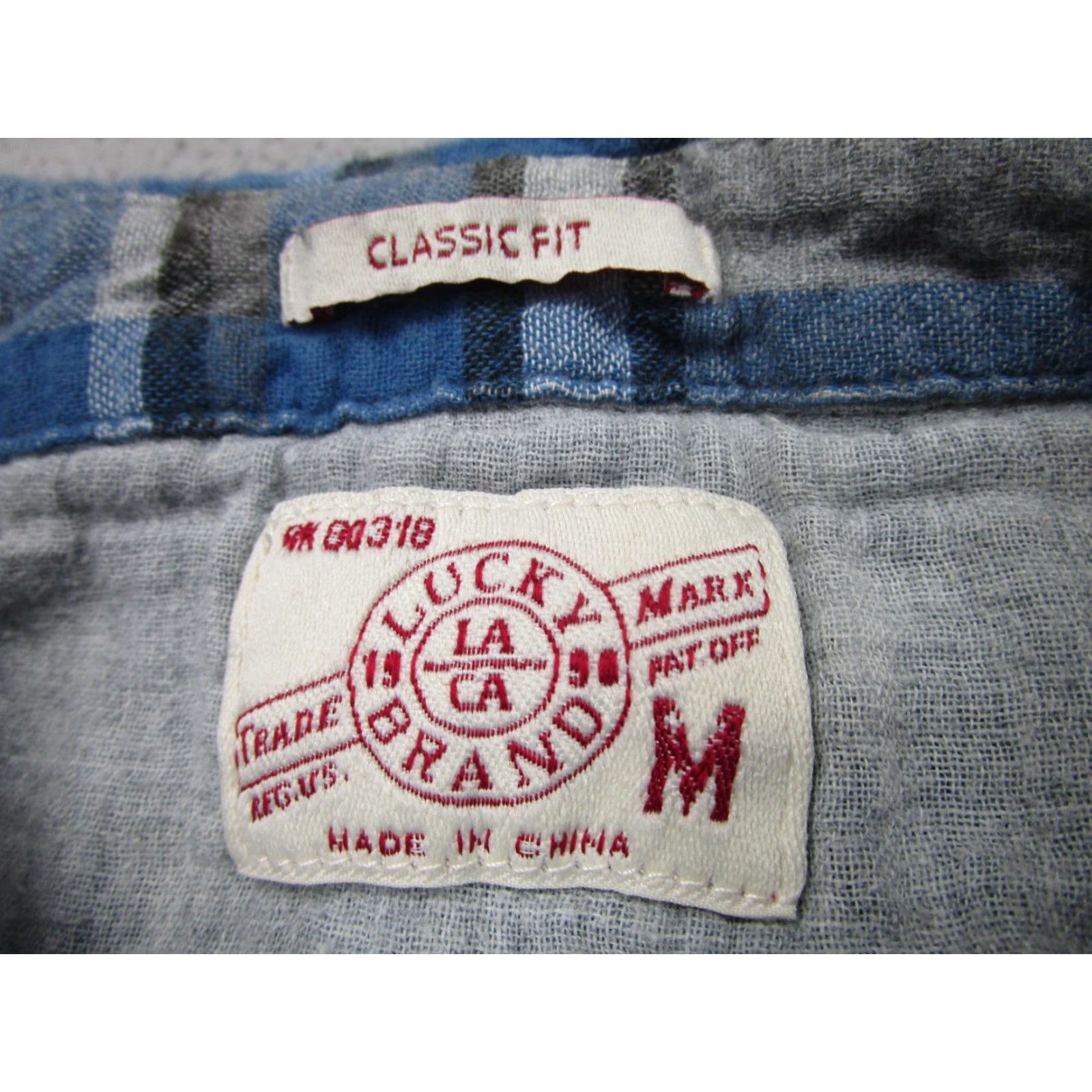 Lucky Brand Lucky Brand Shirt Mens Medium Blue Gray Plaid Classic Fit Snap Front Western Size US M / EU 48-50 / 2 - 6 Thumbnail