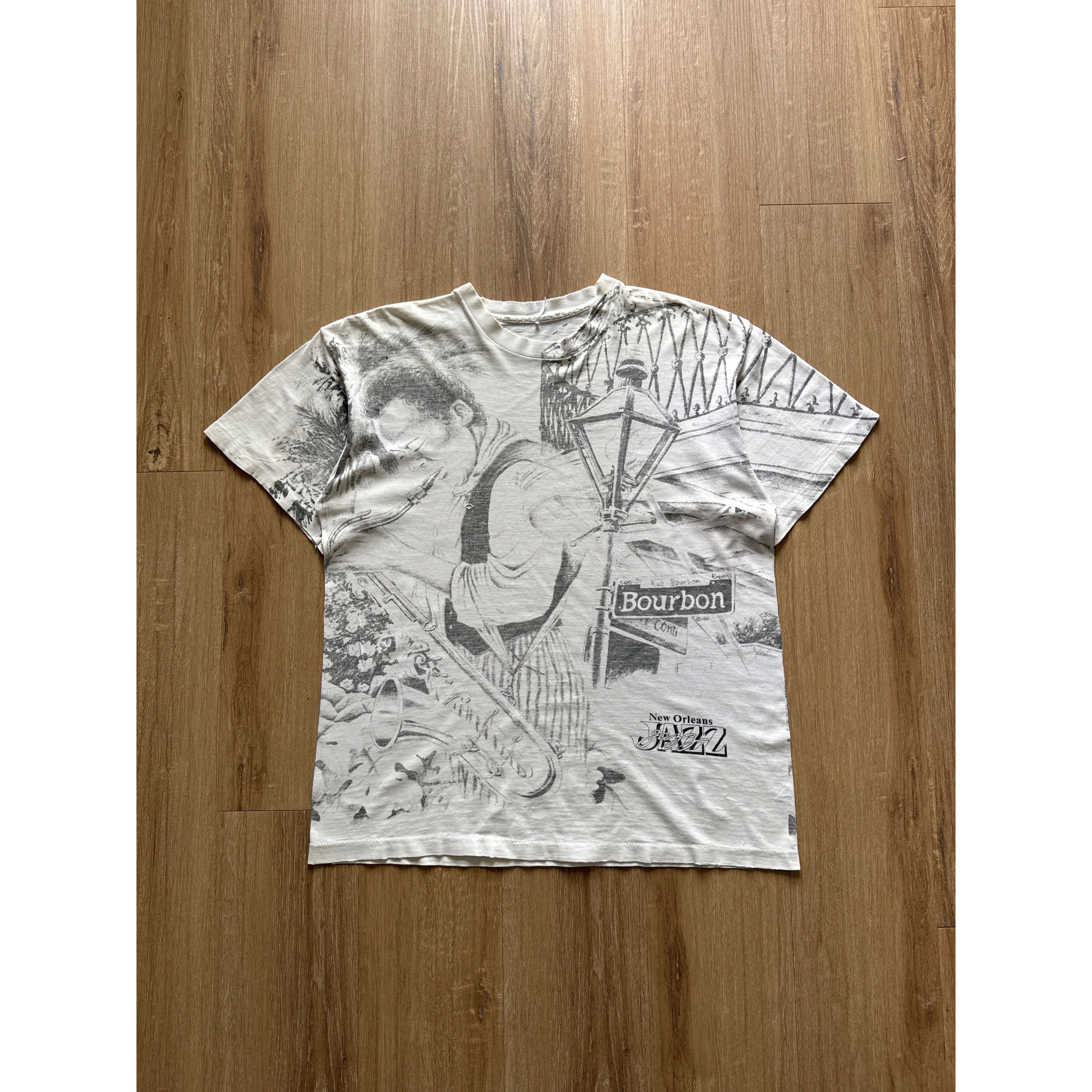 Vintage Vintage 90s Miles Davis New Orleans Jazz AOP Tee Size US XL / EU 56 / 4 - 1 Thumbnail