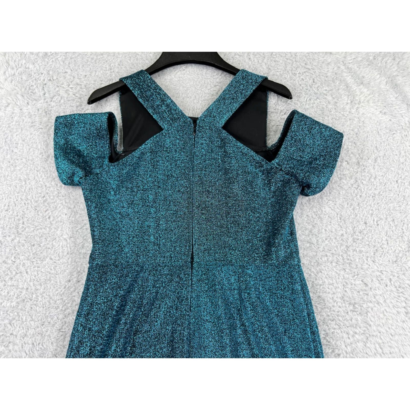 Topshop TopShop Dress Black Blue Metalic Sparkle Polyester Stretch Mini Length Womens 8 Size M / US 6-8 / IT 42-44 - 7 Thumbnail