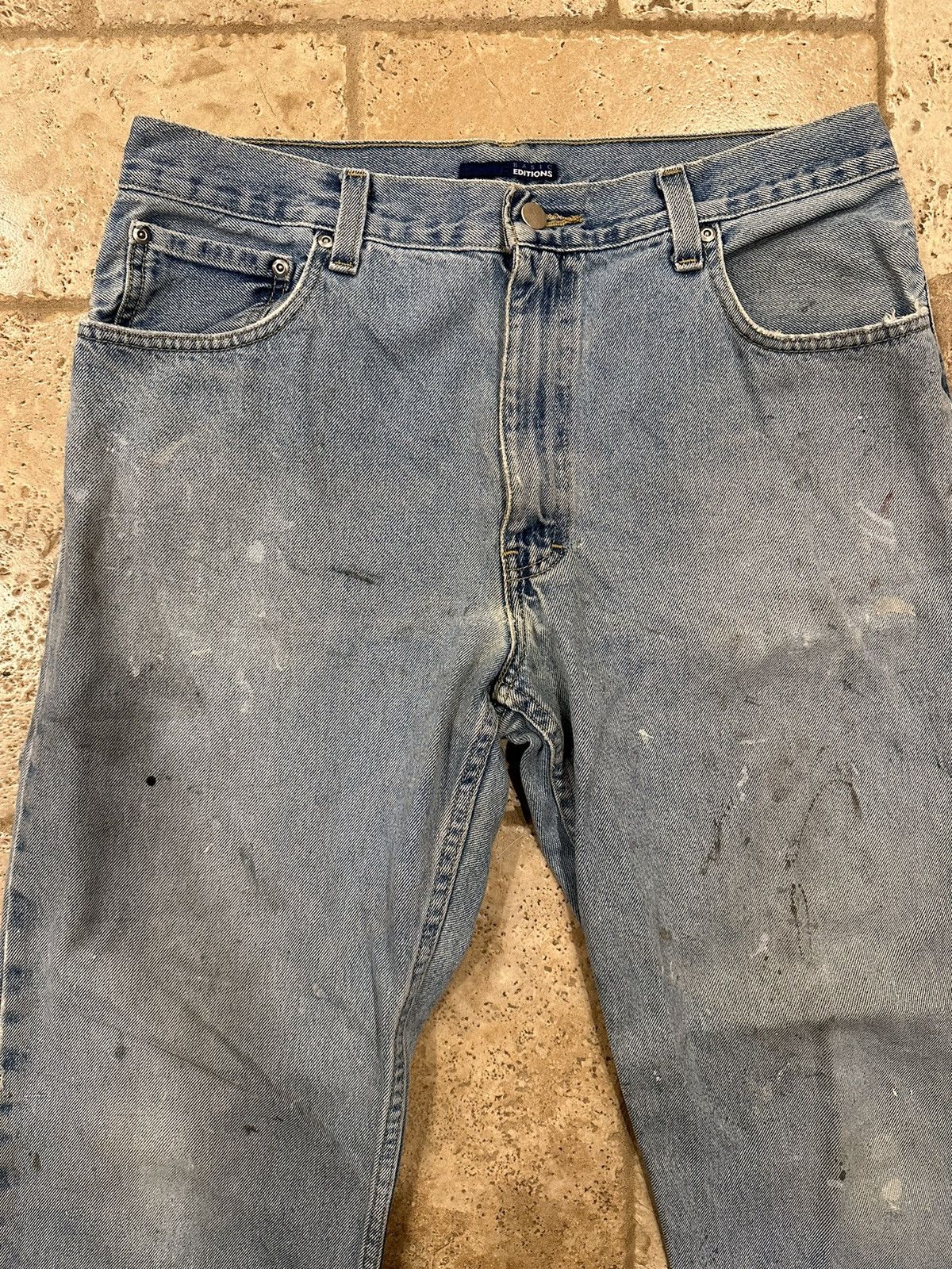 Basic Editions × Vintage Vintage Basic Editions Distressed Painter’s Blue Denim Jeans Size US 34 / EU 50 - 4 Thumbnail