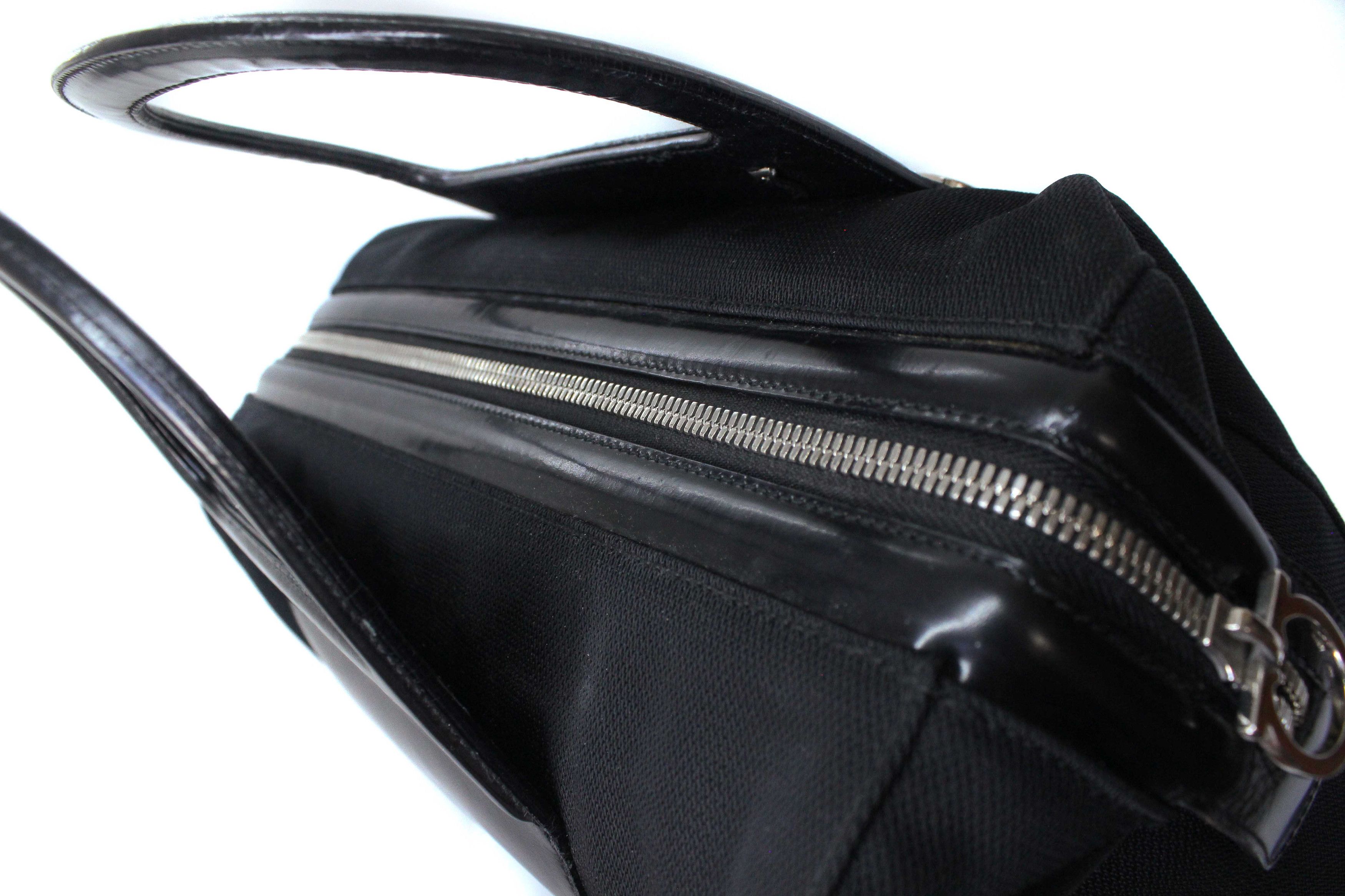 Salvatore Ferragamo 00S Logo Leather Cotton Hand Bag Vintage Size ONE SIZE - 7 Thumbnail