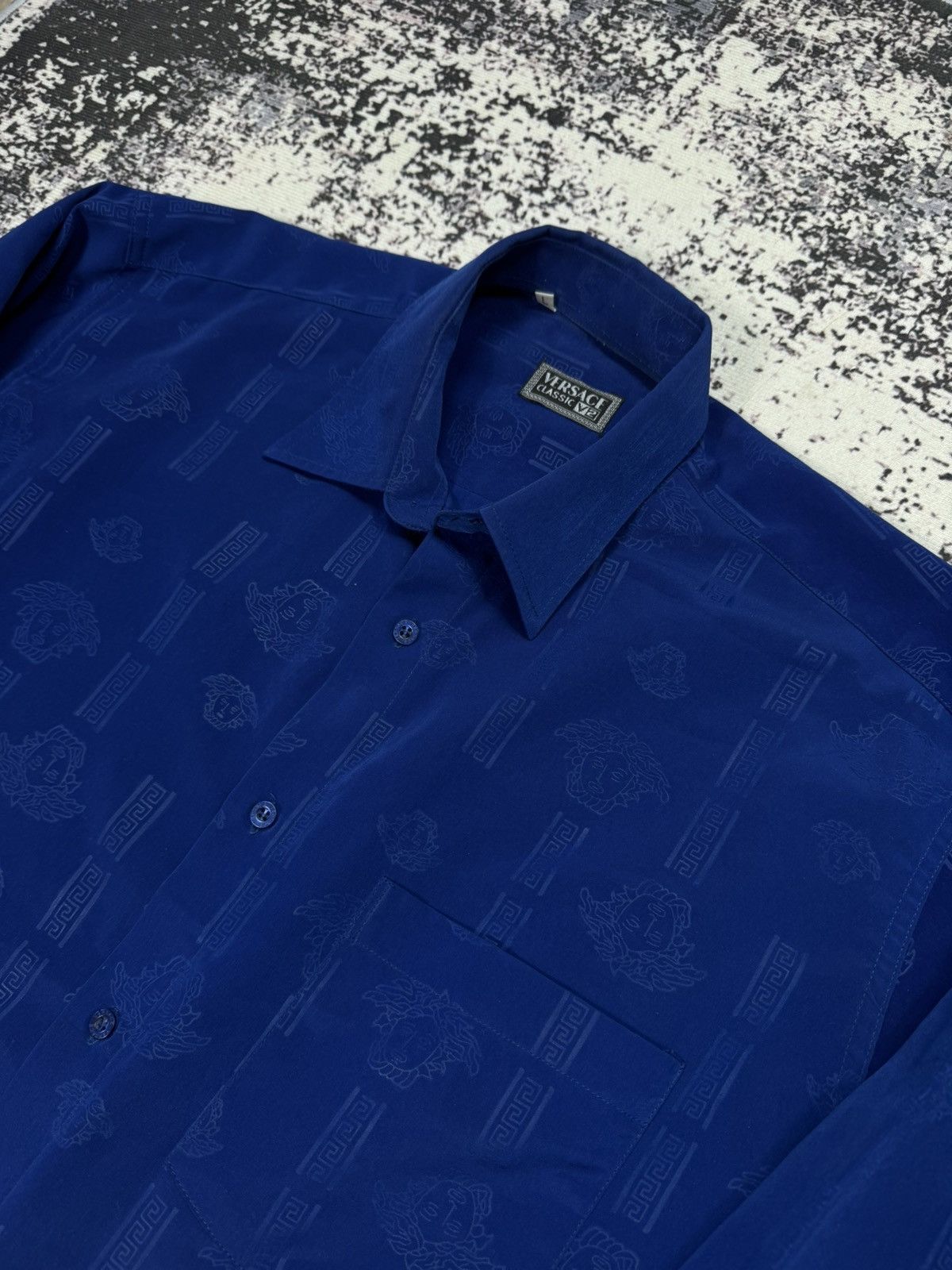 Versace Rare Versace Monogram 80-90s shirt Bootleg Luxury XL Blue Size US L / EU 52-54 / 3 - 3 Thumbnail