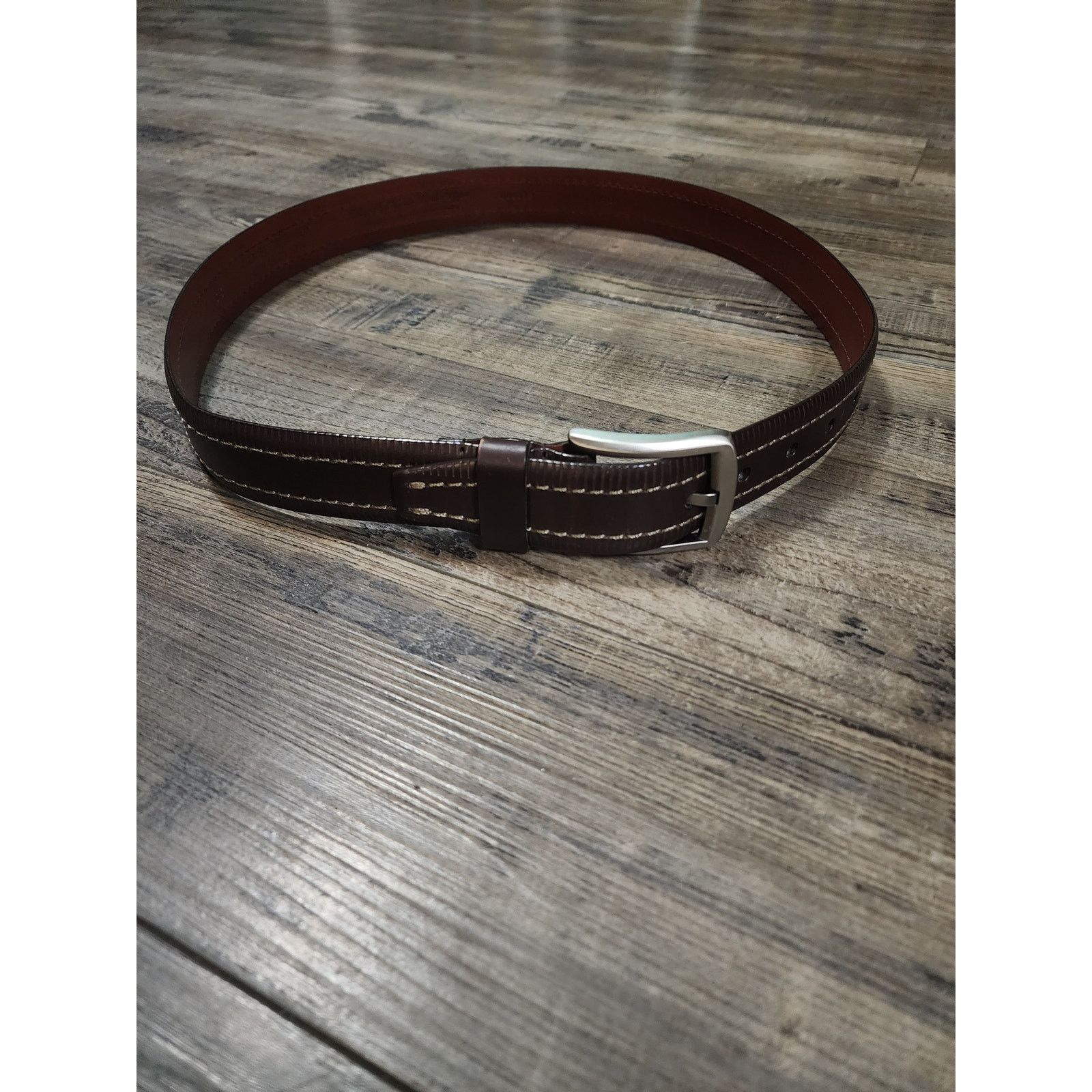 Daniel Cremieux Daniel Cremieux Brown stitching belt Italian Leather Sz38 G Size 38 - 1 Thumbnail