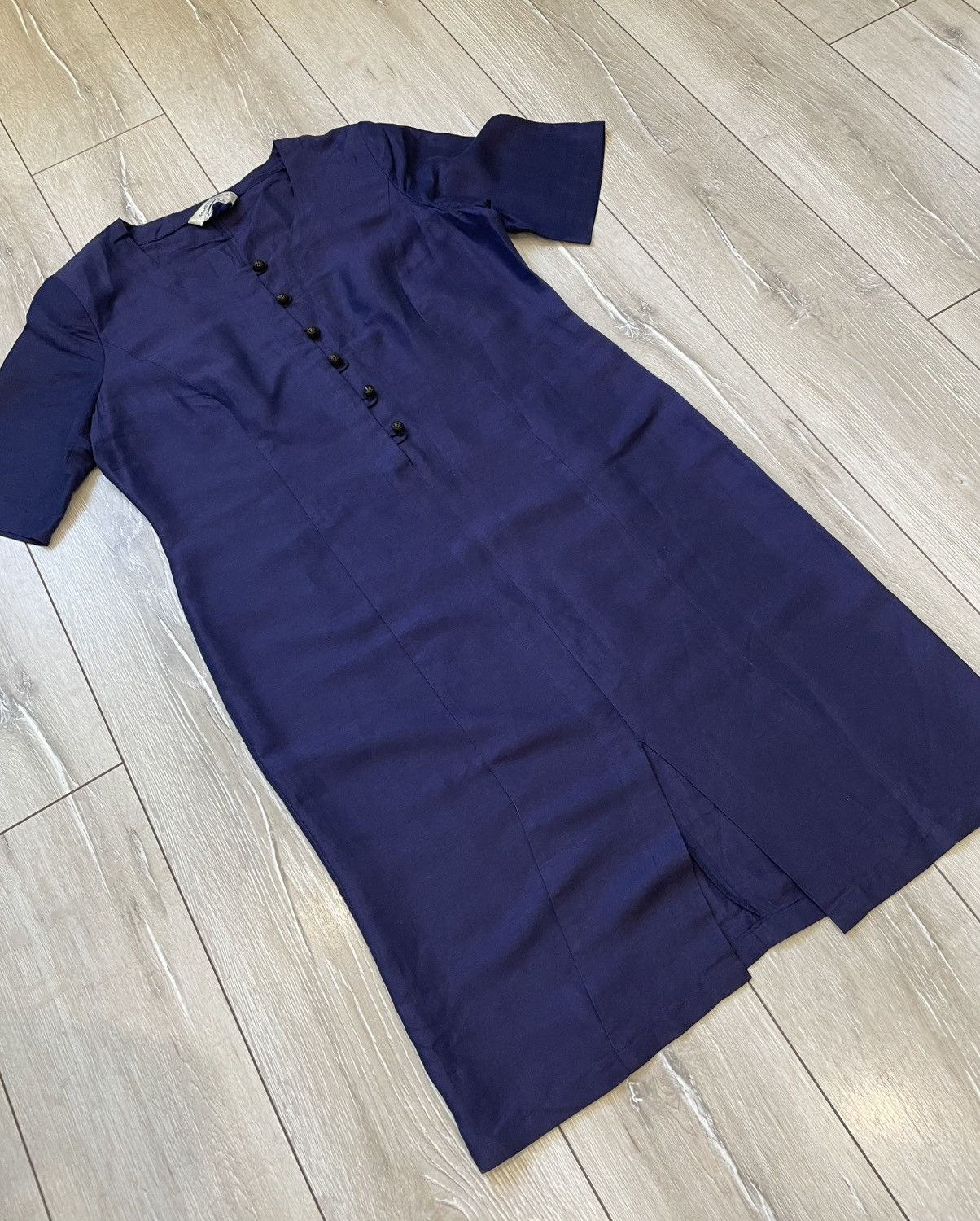Marina Rinaldi Marina Rinaldi Women's Navy Long Linen Dress Size L / US 10 / IT 46 - 5 Thumbnail