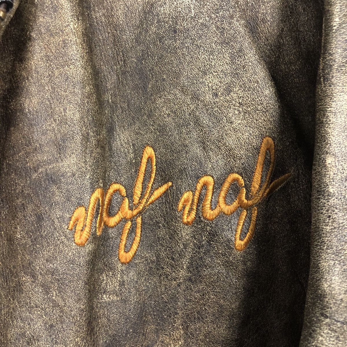 Japanese Brand 📌Vintage Flight Jumper Leather Jacket Naf Naf Big Logo Size US L / EU 52-54 / 3 - 19 Thumbnail