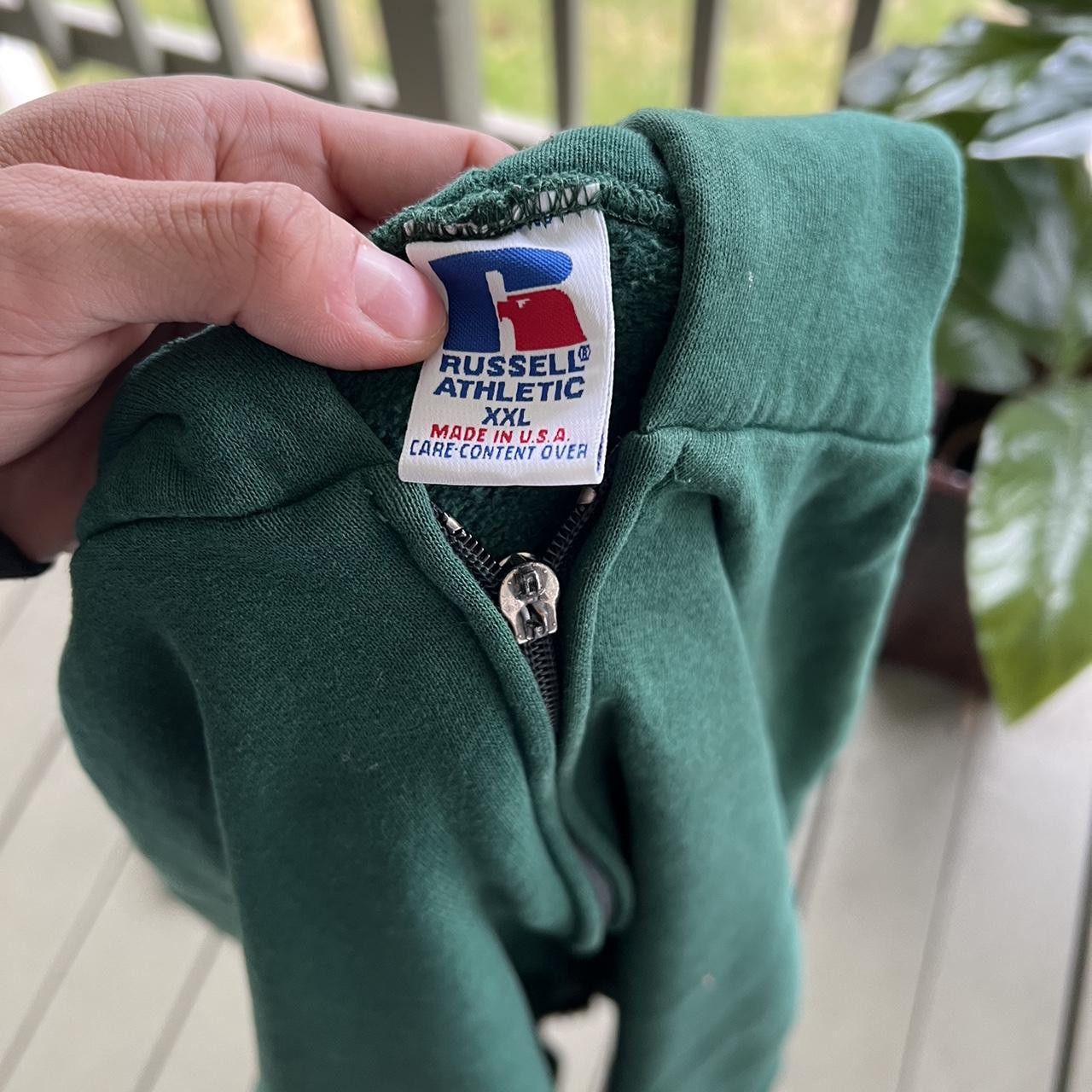 Russell Athletic Vintage Russell Athletic Zip Up Hoodie Green Boxy 