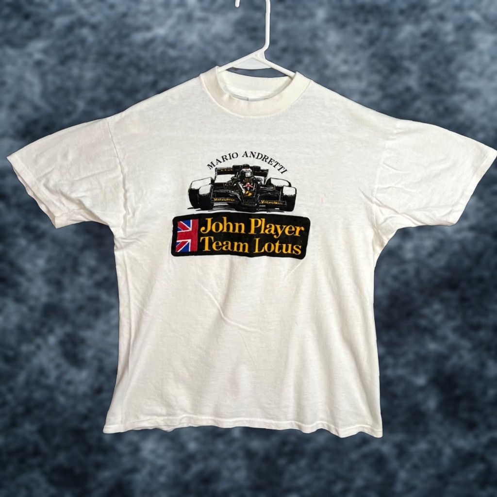Vintage VINTAGE 70s Mario Andretti John Player Lotus White T-Shirt Men Medium Retro Motorsport Size US M / EU 48-50 / 2 - 1 Thumbnail