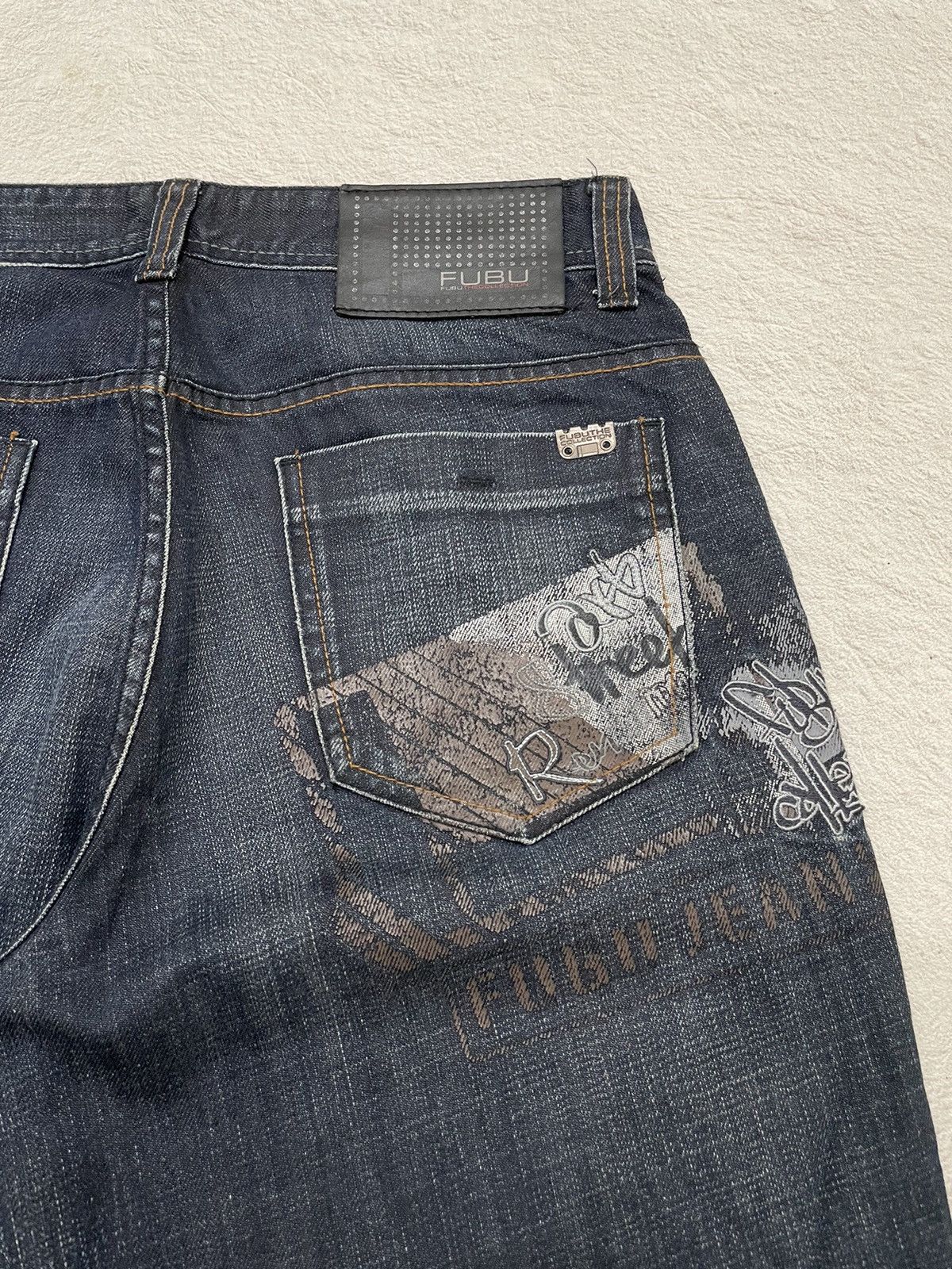 Fubu 2000s Japanese Fubu Indigo Denim Bordir Printed Hysteric Y2K Size US 30 / EU 46 - 8 Thumbnail