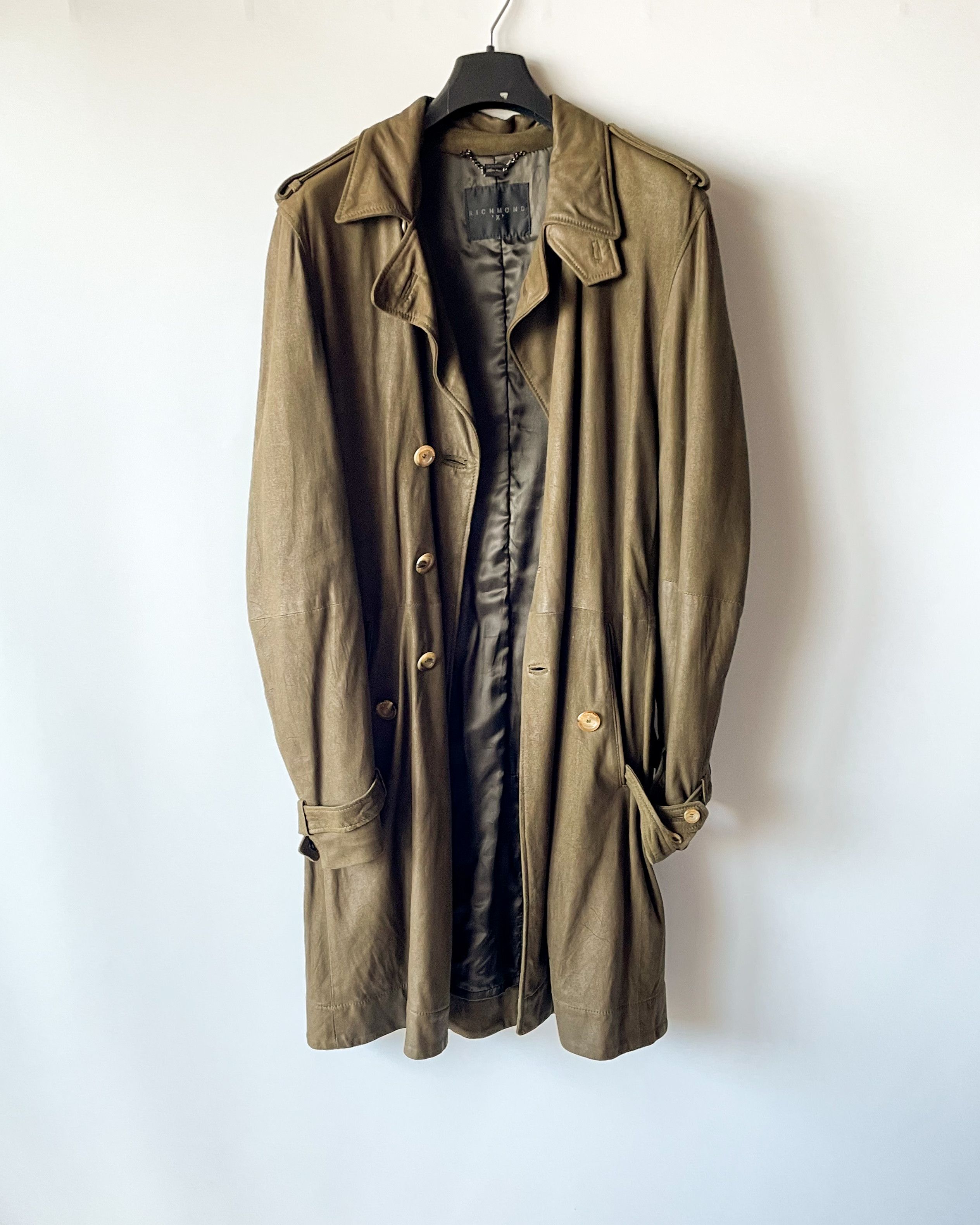 John Richmond Richmond X Suede Men’s Double Breasted Trench Coat Size US M / EU 48-50 / 2 - 5 Thumbnail