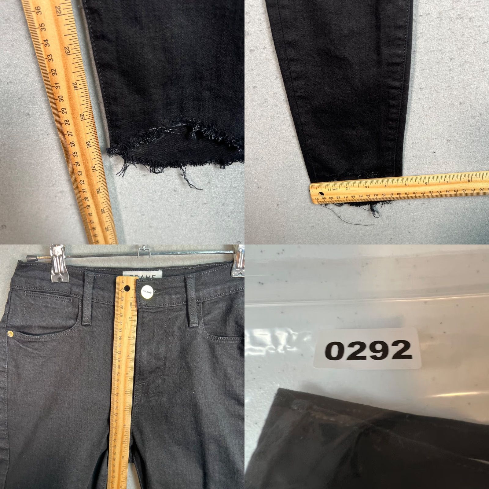 Frame VINTAGE FRAME Le High Skinny Jeans Womens Size 25 Black Denim Frayed Hem Jeans Skinny Womens 25 Black FRAME Womens Size 42" / US 20 - 8 Thumbnail