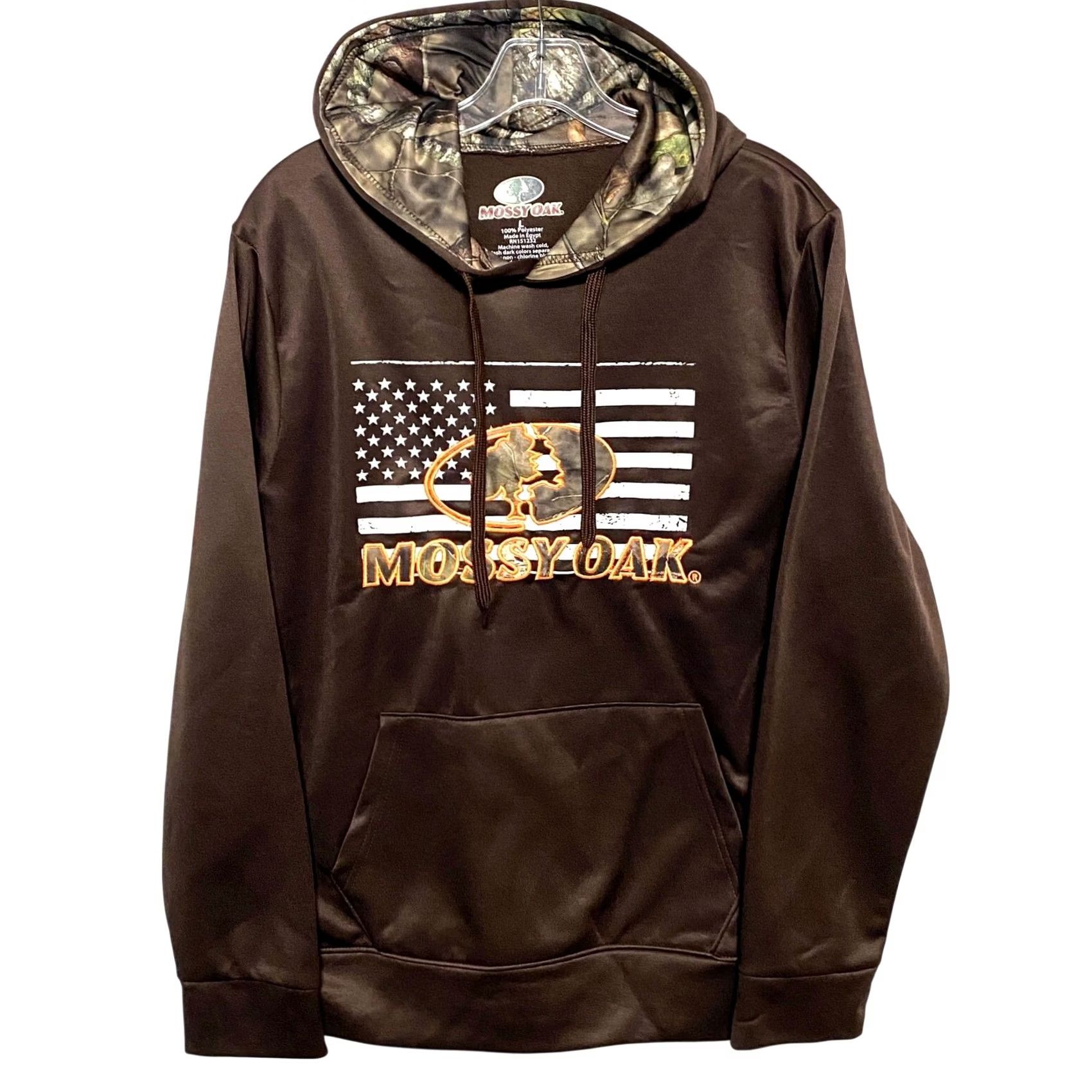 Vintage Mossy Oak Brown Hoodie Pullover Mens L American Flag Camo Hunting Outdoors NWT Size US L / EU 52-54 / 3 - 2 Thumbnail