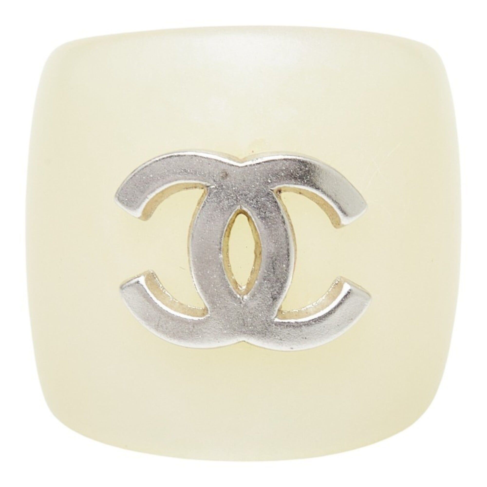 Chanel Chanel Coco Mark Ring, Ivory Silver Plastic, Women's CHANEL Size ONE SIZE - 1 Thumbnail