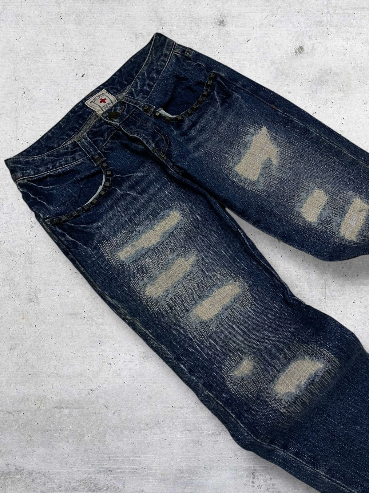 Hysteric Glamour VINTAGE COOK 90S JAPAN DESIGNER SCAB DISTRESSING OG DENIM Size US 26 / EU 42 - 6 Thumbnail