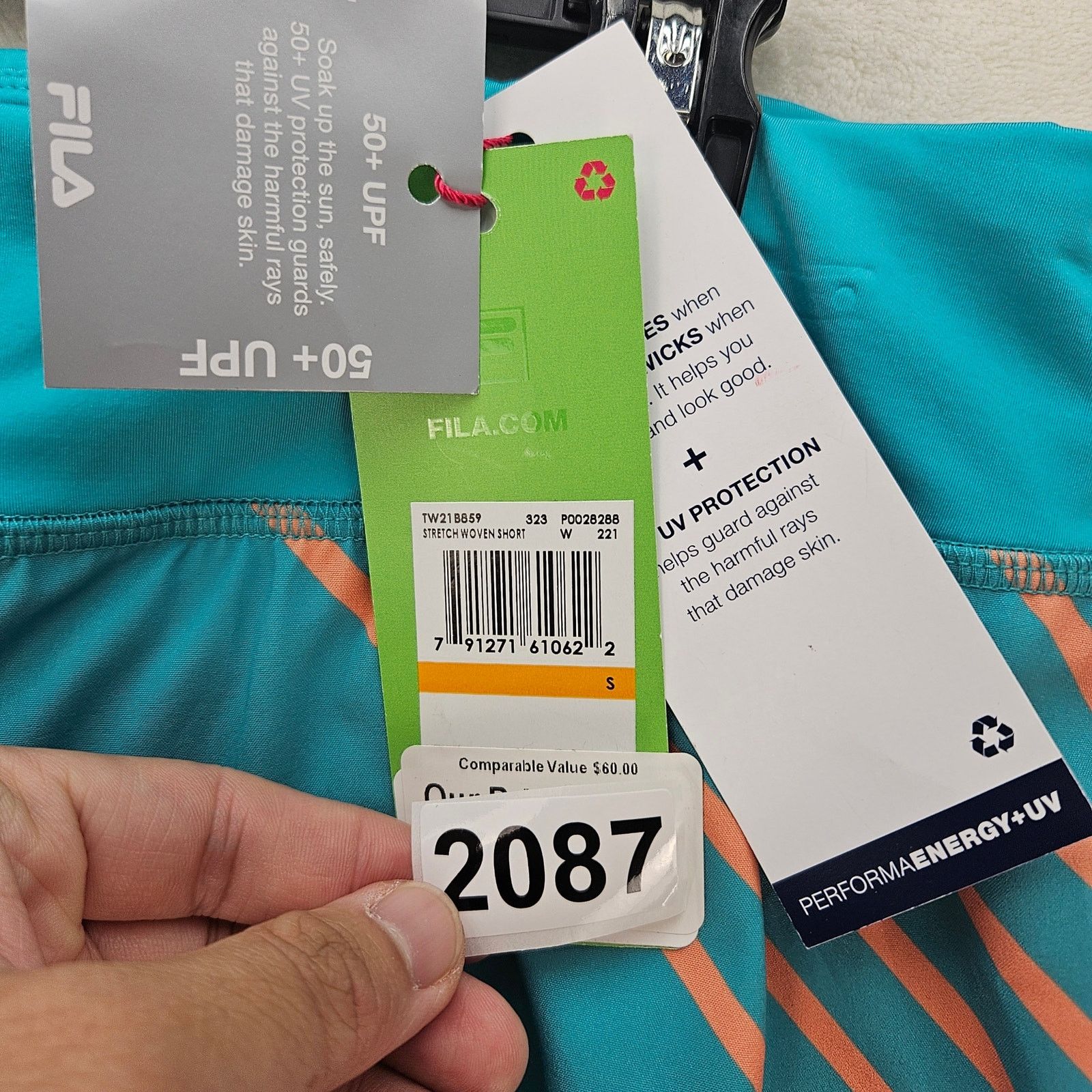 Fila FILA X BEVANS WOMEN'S SMALL TEAL TENNIS SHORTS UPF 50+ NWT Size 28" / US 6 / IT 42 - 4 Thumbnail