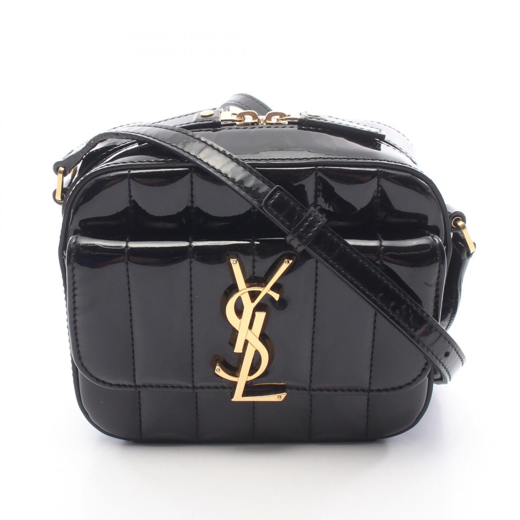 Yves Saint Laurent Yves Saint Laurent Saint Laurent Paris Vicky Camera Bag, Shoulder Handbag, Patent Leather, Women's, Black (554075) Size ONE SIZE - 1 Thumbnail
